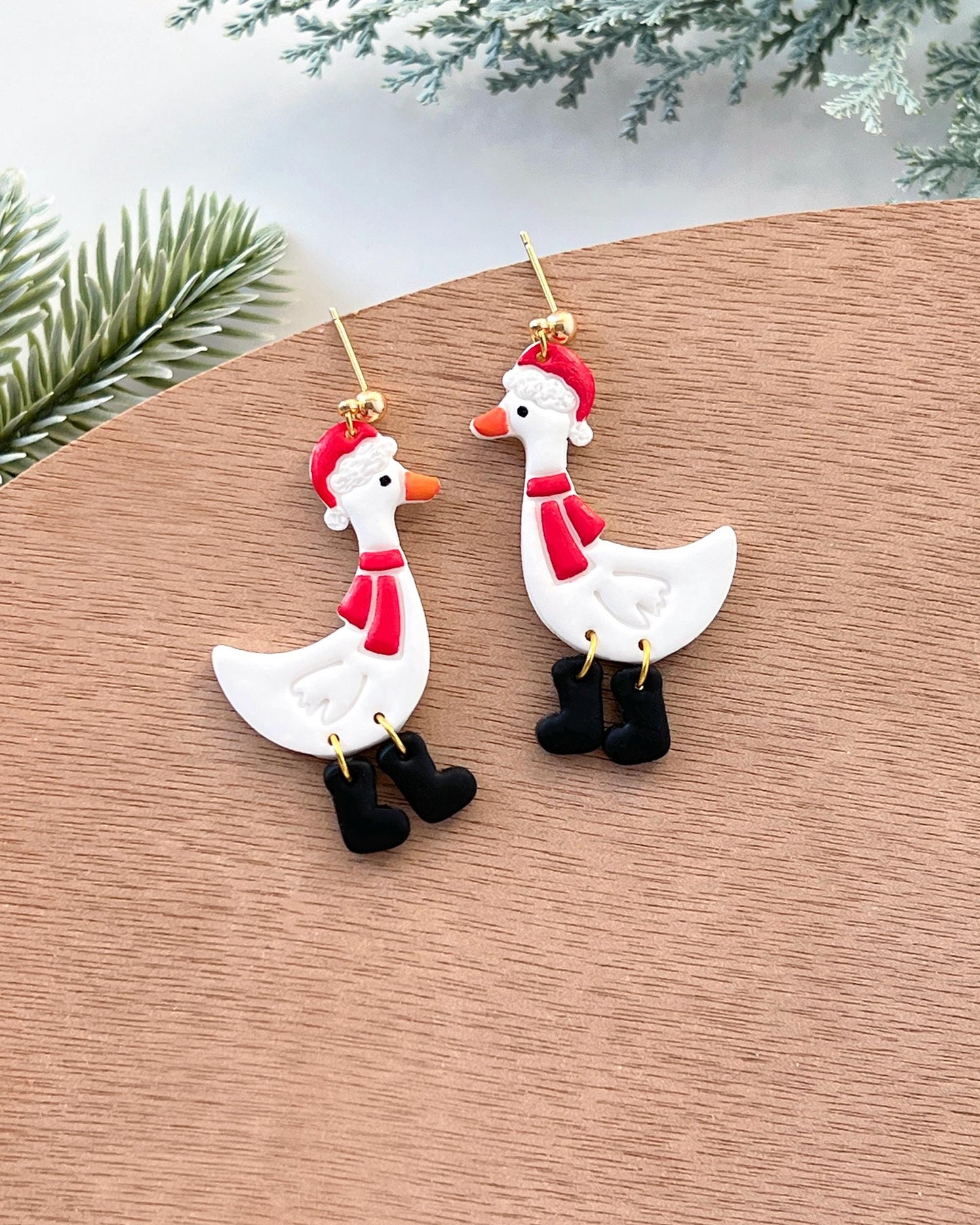 Winter Animal Christmas Polymer Clay Cutters | Goose with Boots Clay Earring Cutters Set for Jewelry Making