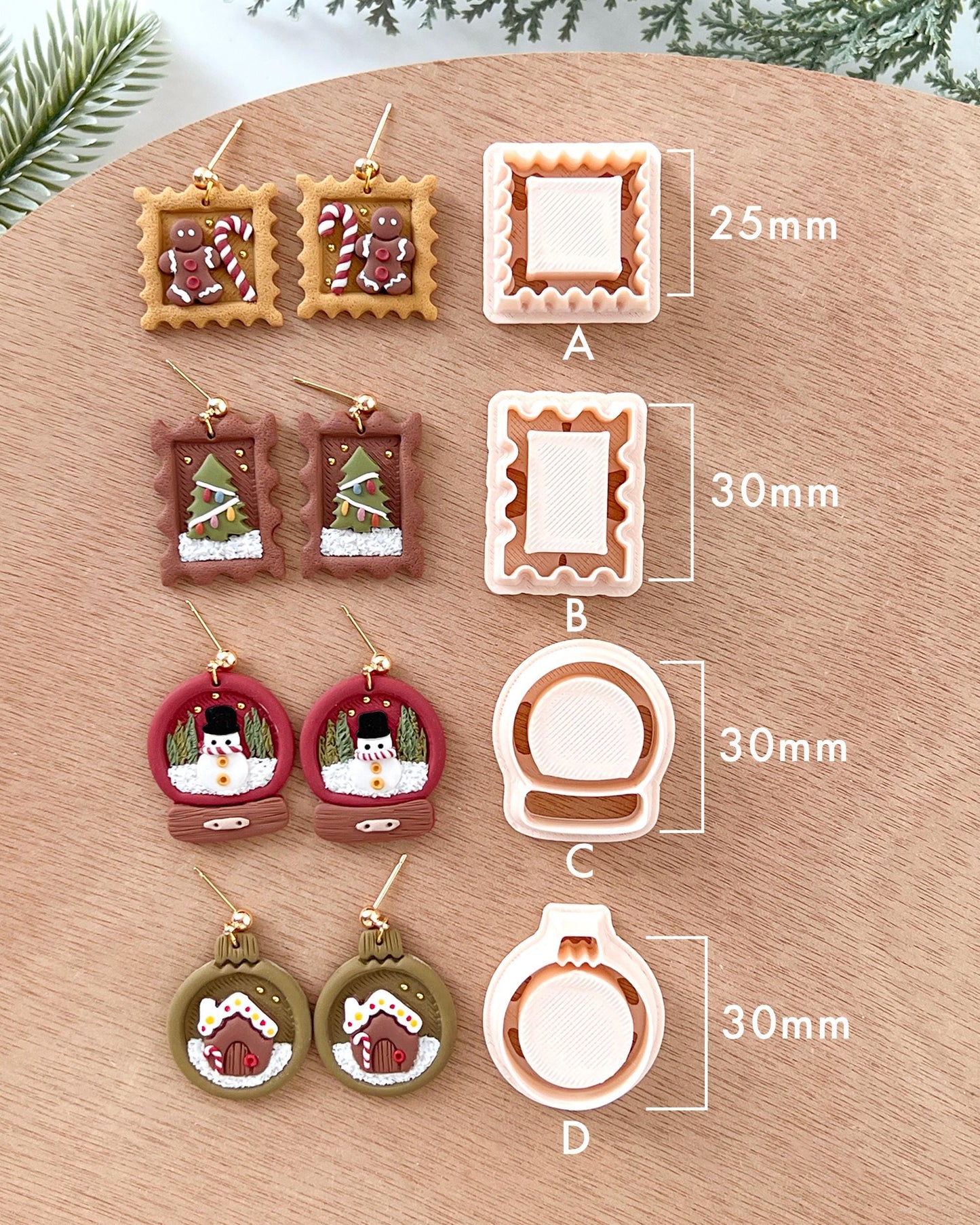 Winter Christmas Polymer Clay Cutters | Ornaments Clay Earring Cutters Set for Jewelry Making