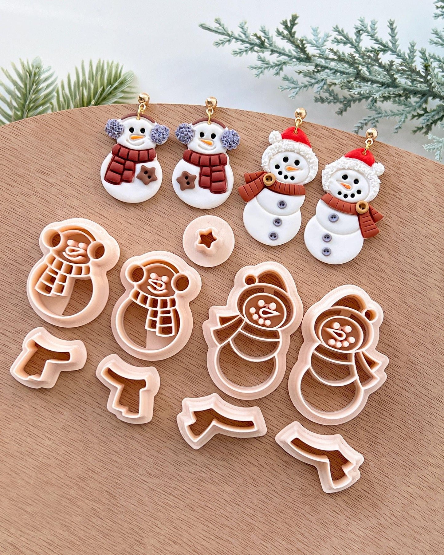 Winter Christmas Polymer Clay Cutters | Snowman Clay Earring Cutters Set for Jewelry Making