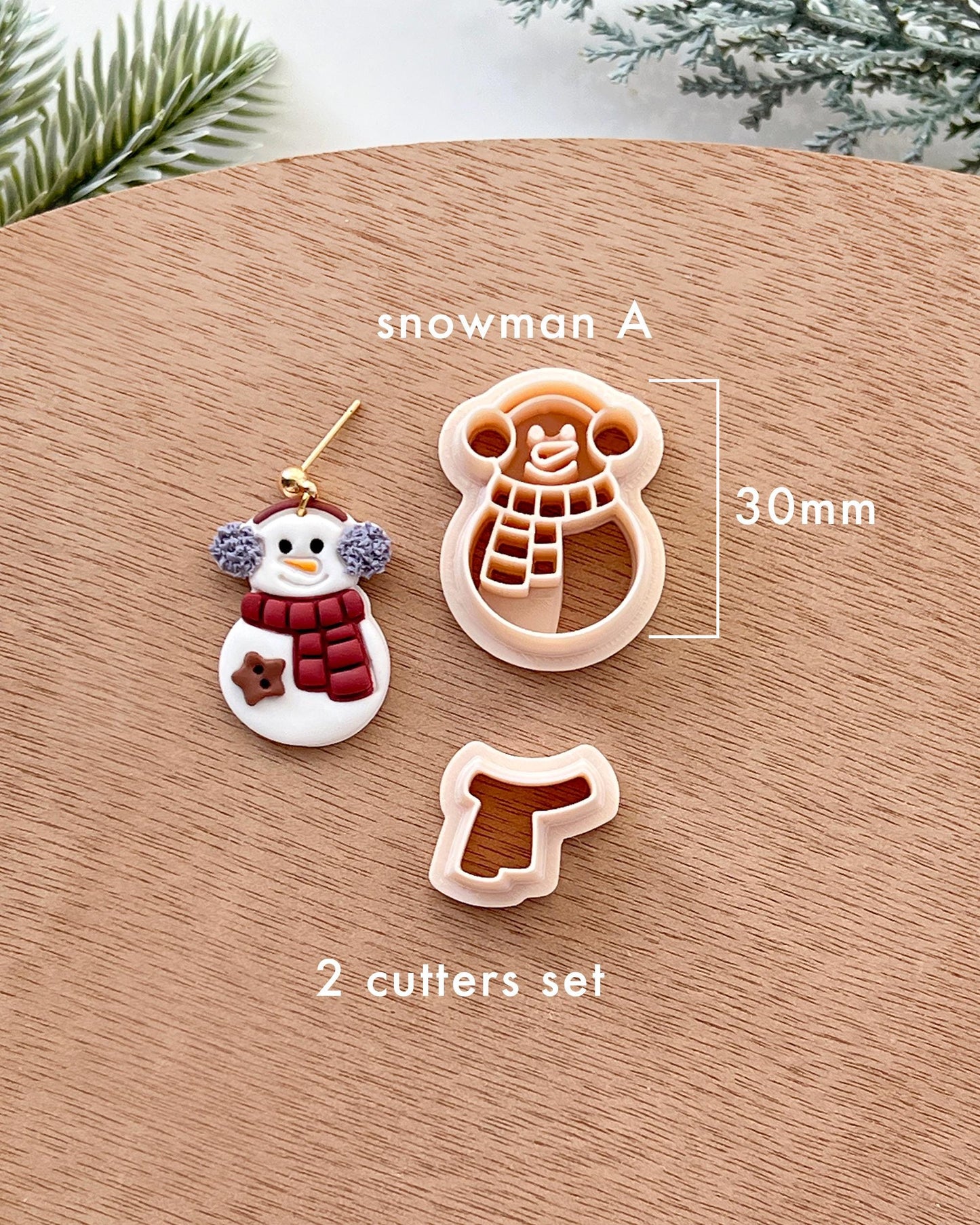 Winter Christmas Polymer Clay Cutters | Snowman Clay Earring Cutters Set for Jewelry Making