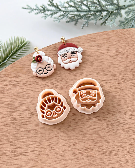 Mr & Mrs Santa Claus Clay Earring Cutters