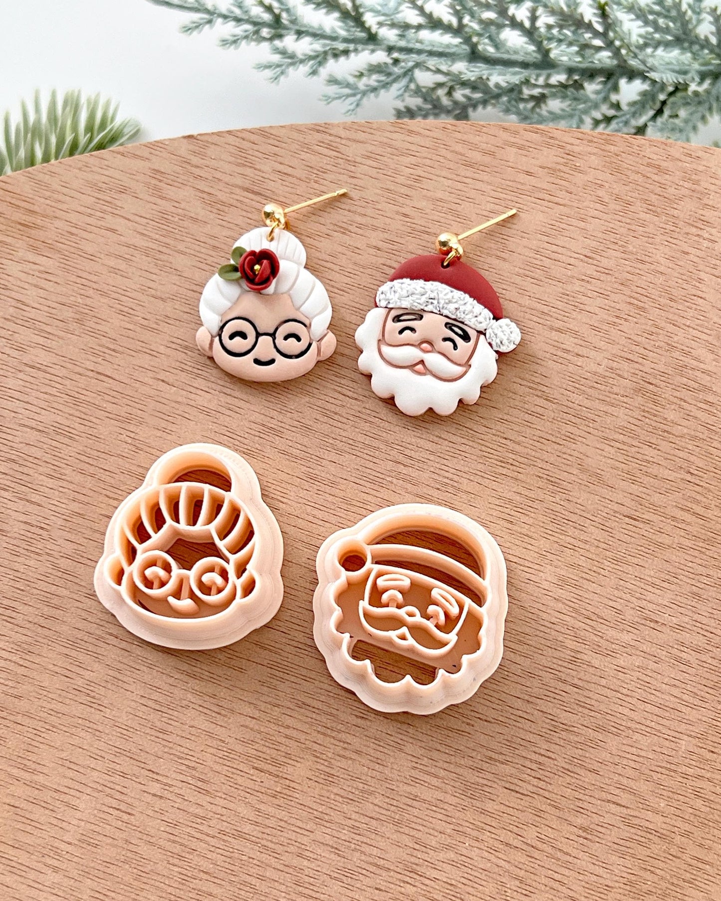 Winter Christmas Polymer Clay Cutters | Mr & Mrs Santa Claus Clay Earring Cutters Set for Jewelry Making