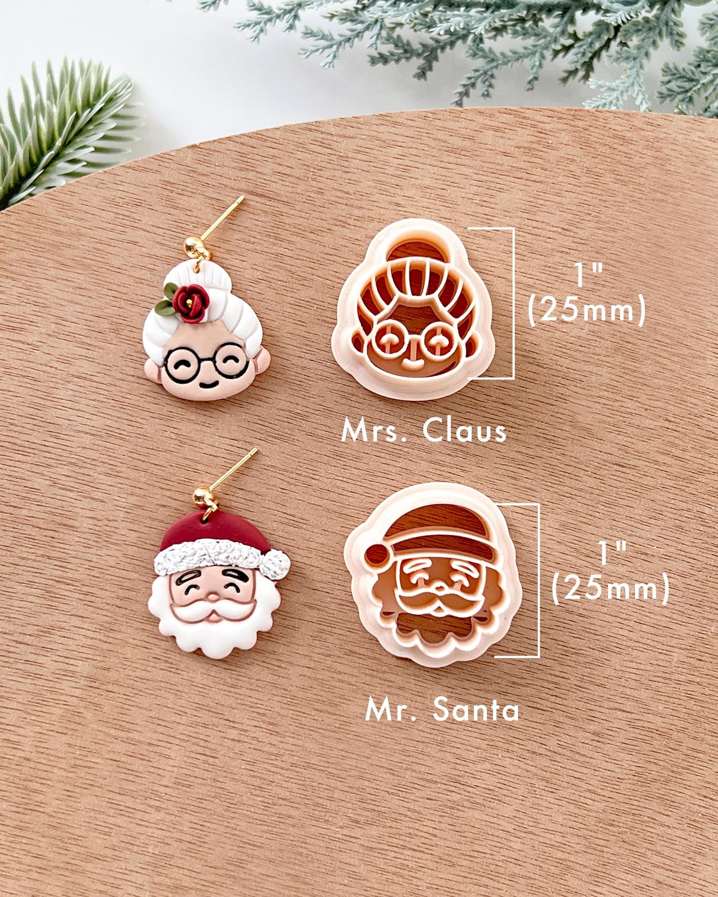 Winter Christmas Polymer Clay Cutters | Mr & Mrs Santa Claus Clay Earring Cutters Set for Jewelry Making