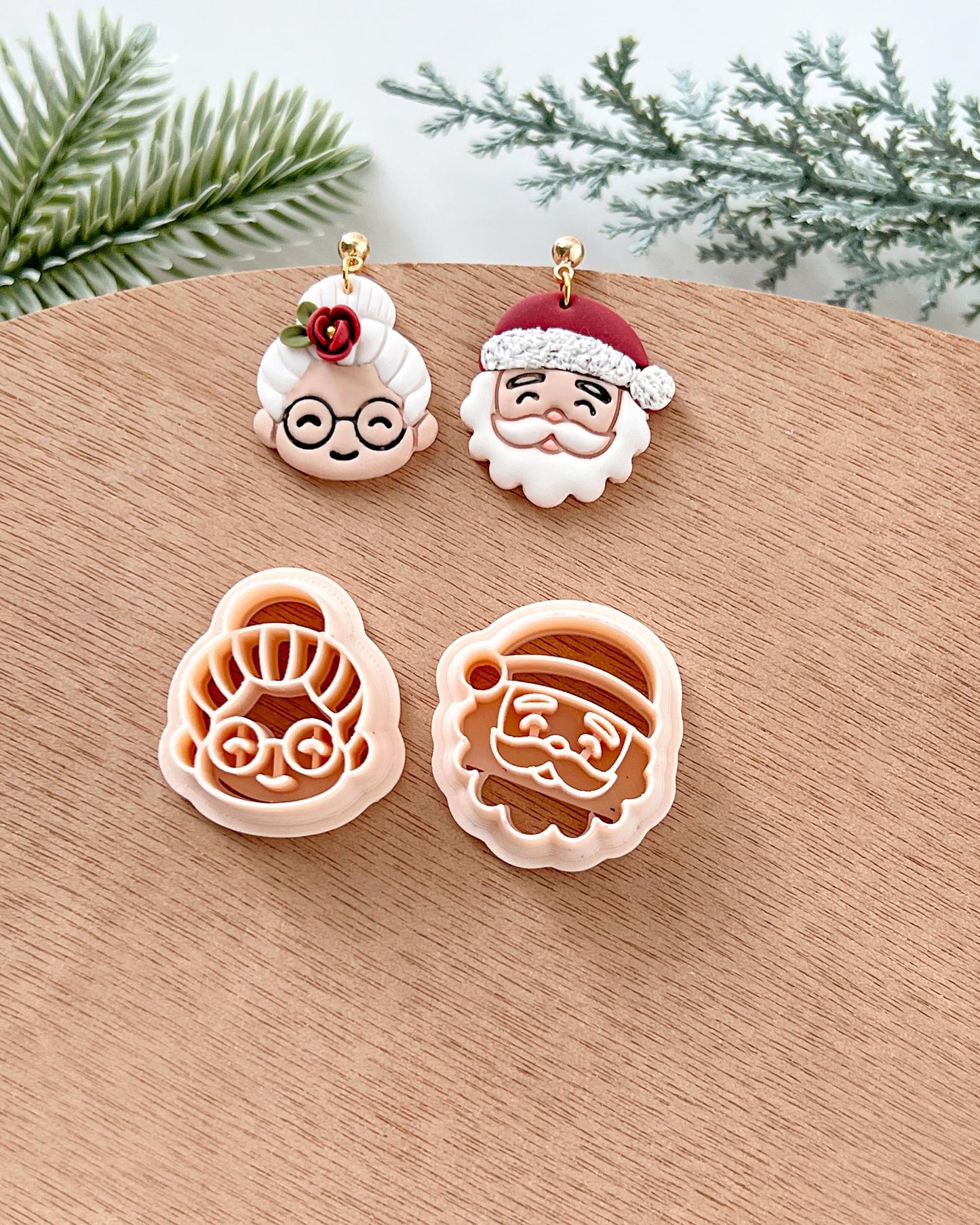 Winter Christmas Polymer Clay Cutters | Mr & Mrs Santa Claus Clay Earring Cutters Set for Jewelry Making