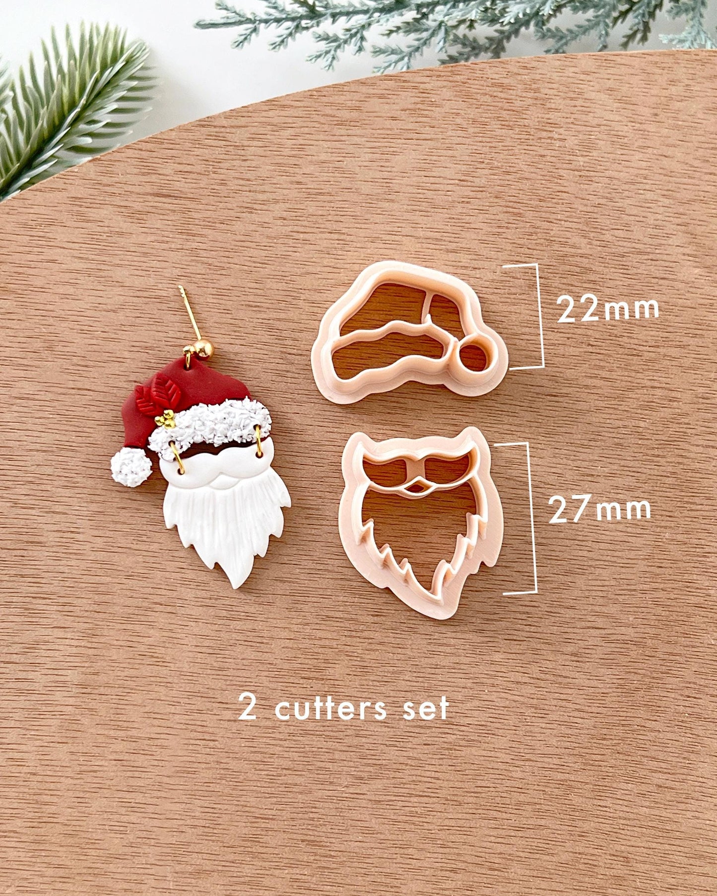 Winter Christmas Polymer Clay Cutters | Santa Claus Clay Earring Cutters Set for Jewelry Making