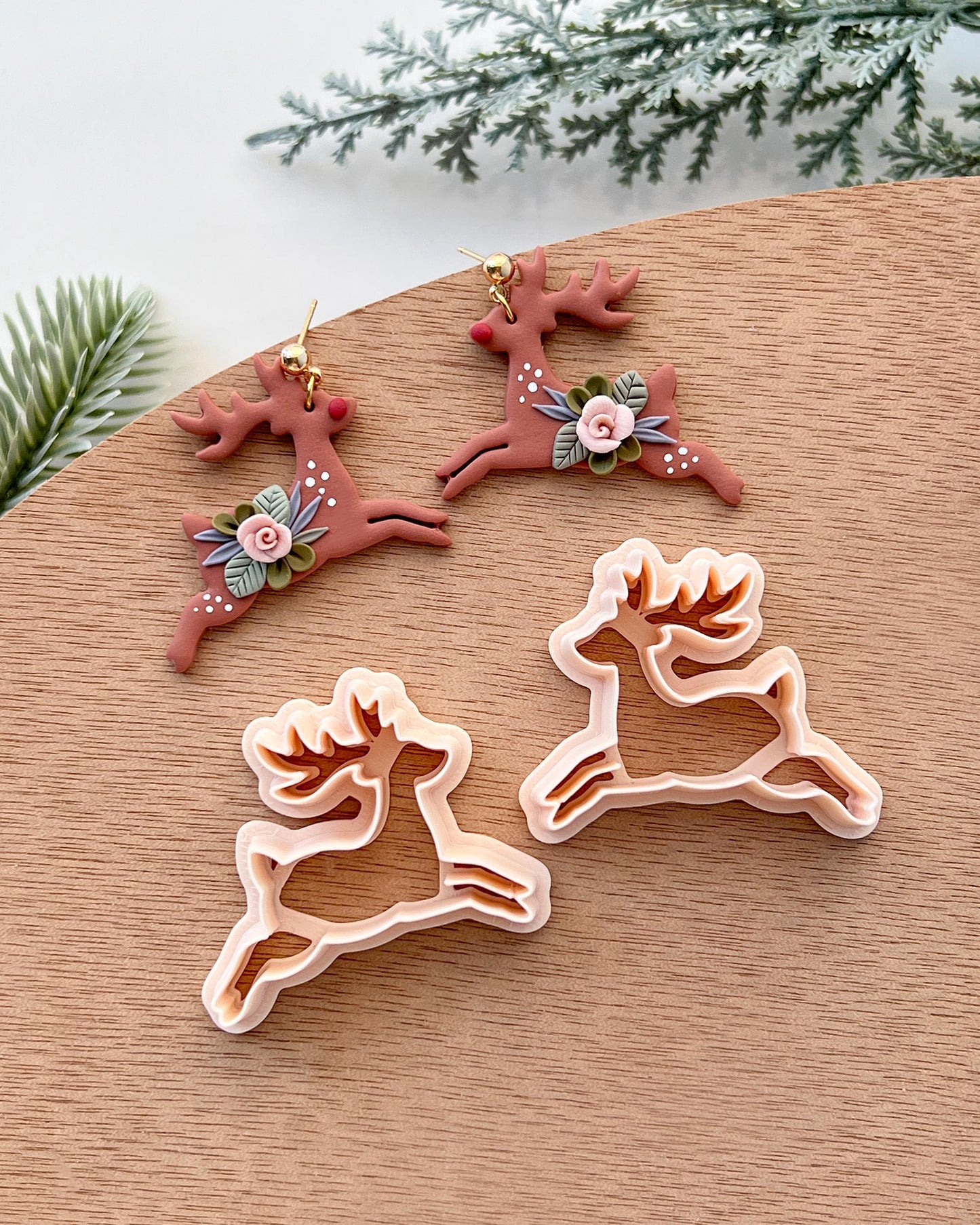 Winter Christmas Polymer Clay Cutters | Reindeer Santa Clay Earring Cutters Set for Jewelry Making