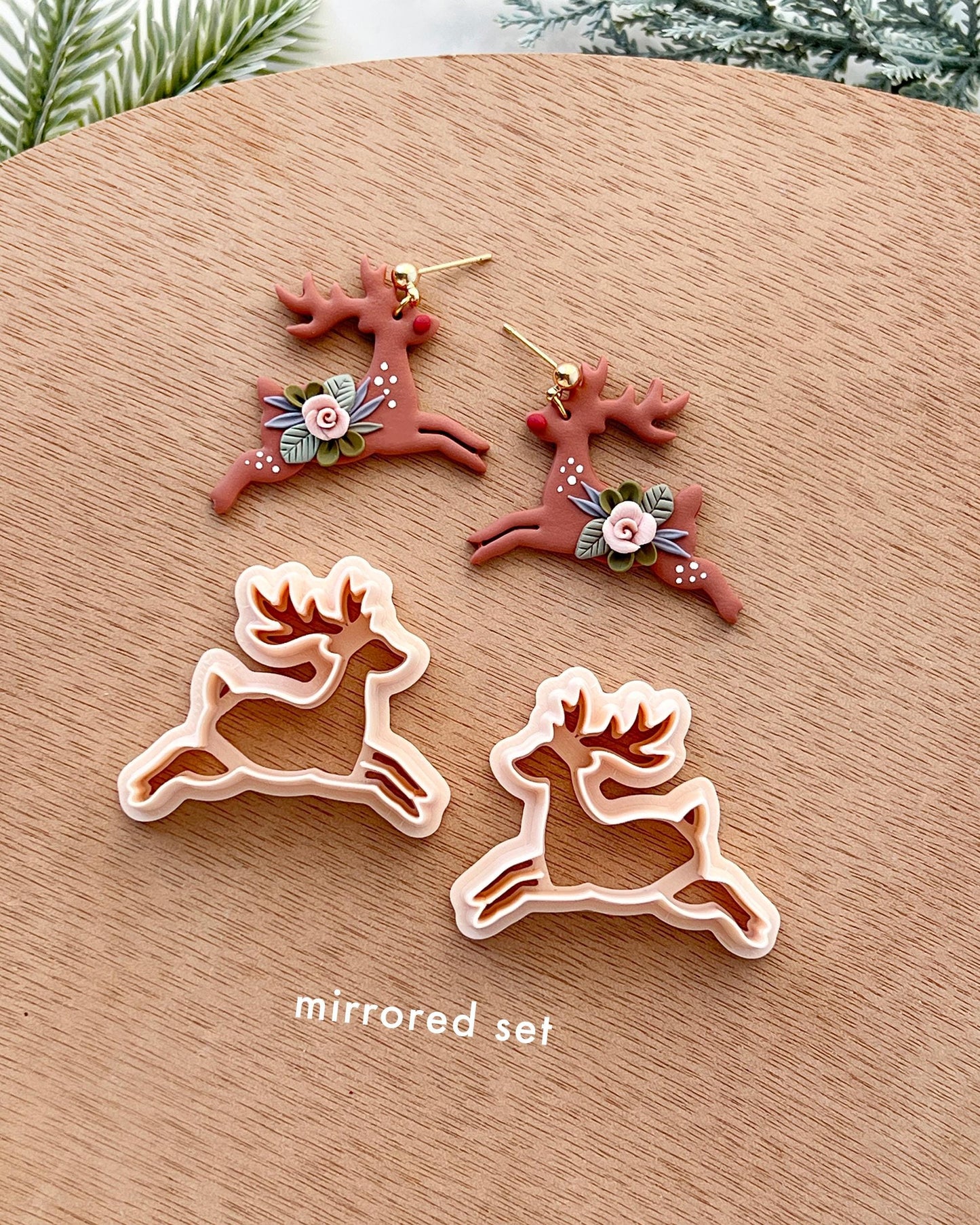 Winter Christmas Polymer Clay Cutters | Reindeer Santa Clay Earring Cutters Set for Jewelry Making