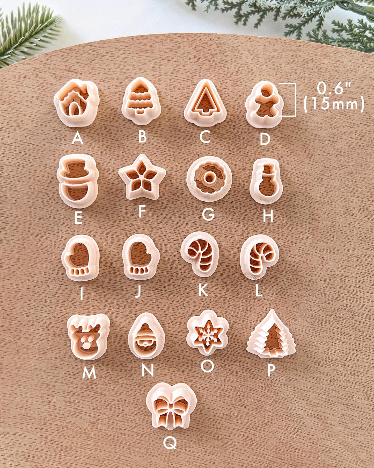 Winter Christmas Polymer Clay Cutters | Holiday Clay Stud Earring Cutters Set for Jewelry Making