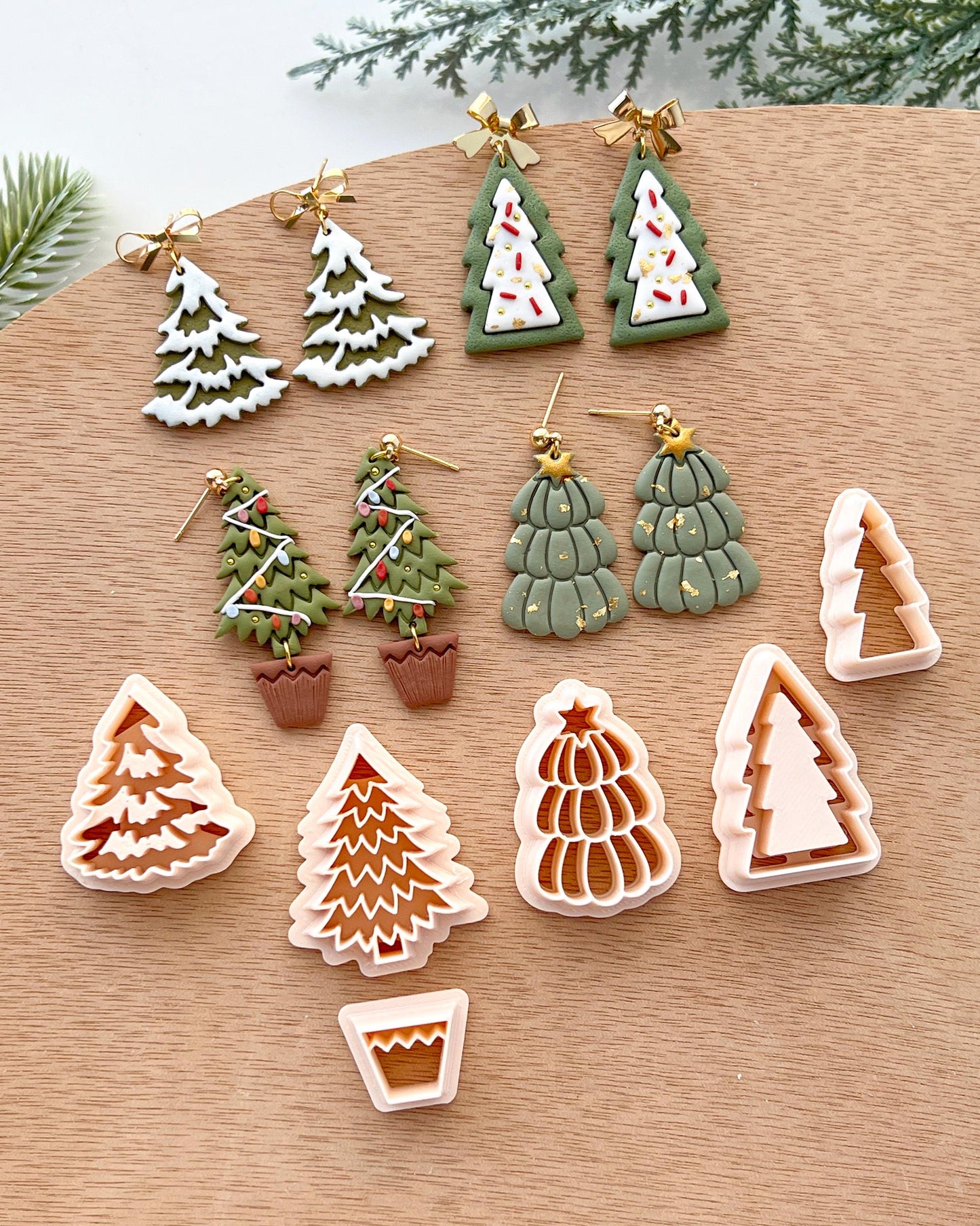 Winter Christmas Polymer Clay Cutters | Christmas Tree Clay Earring Cutters for Jewelry Making