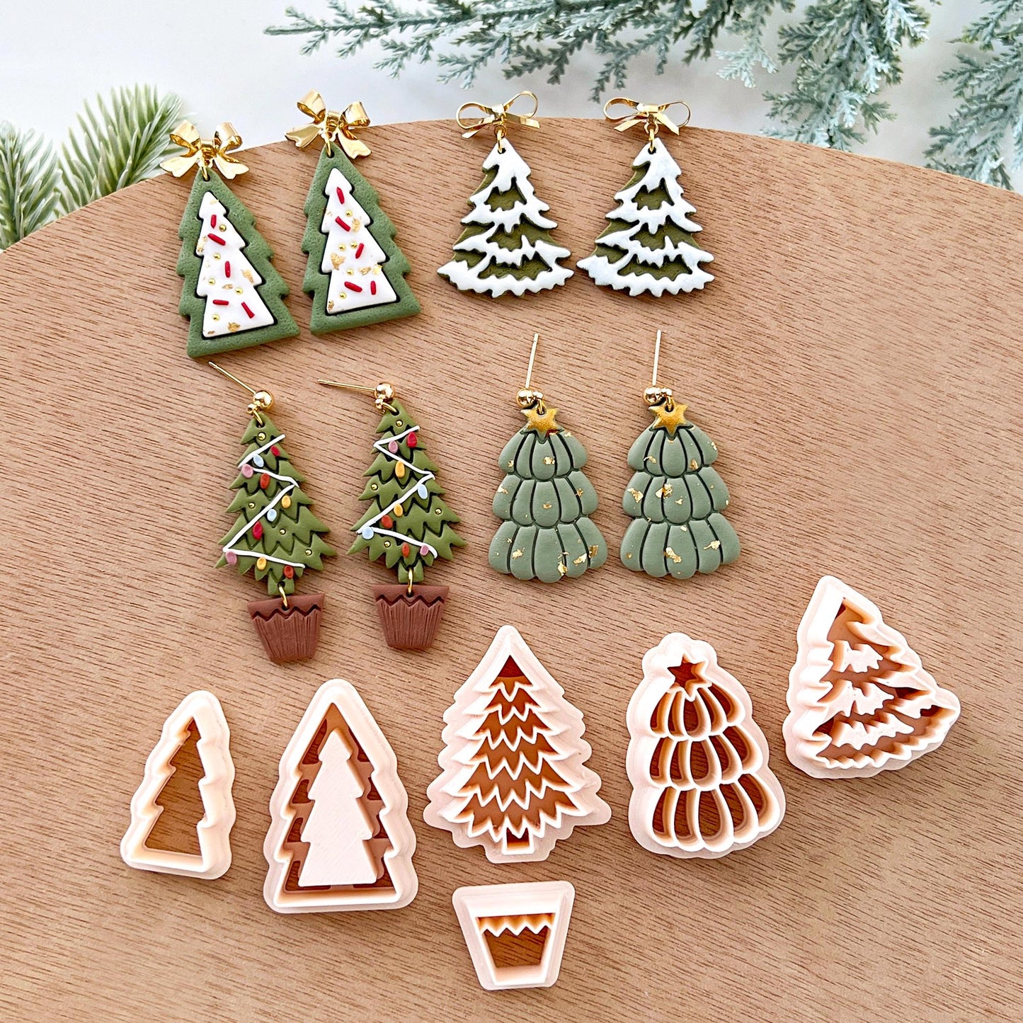 Winter Christmas Polymer Clay Cutters | Christmas Tree Clay Earring Cutters for Jewelry Making