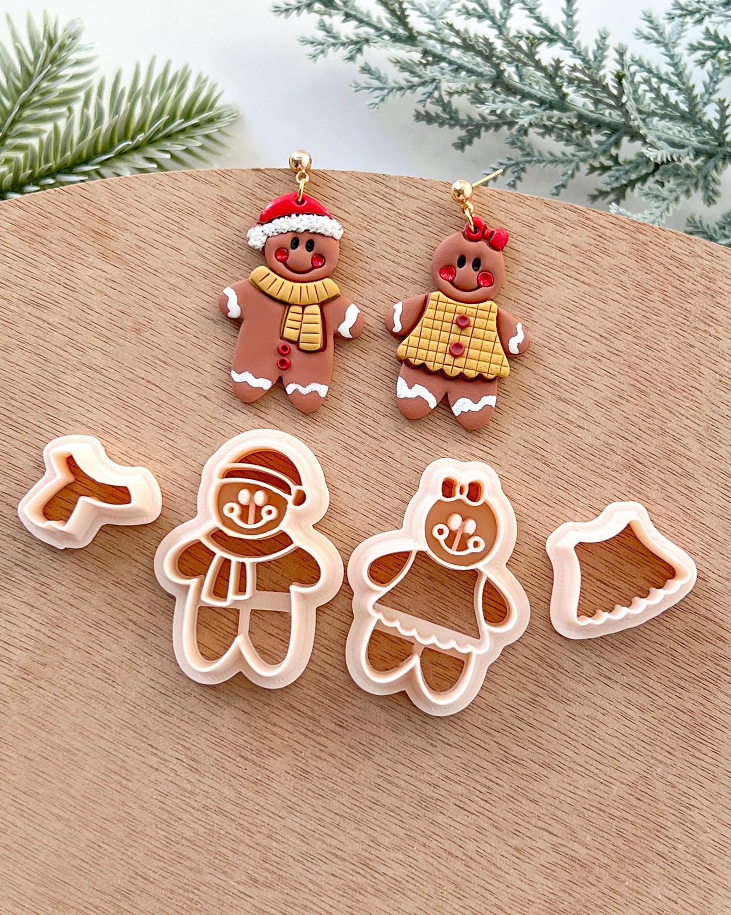 Winter Christmas Polymer Clay Cutters | Gingerbread Clay Earring Cutters Set for Jewelry Making | Cookie Man Earring Tools