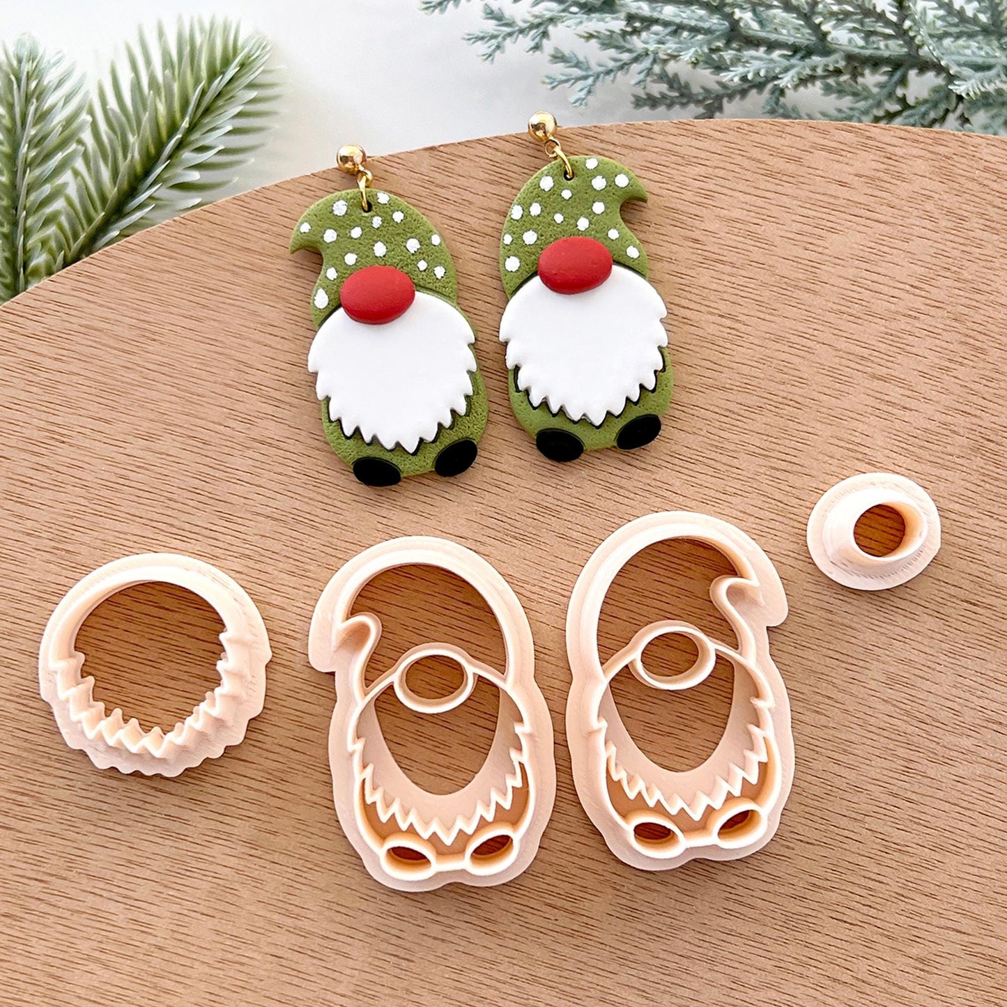 Winter Christmas Polymer Clay Cutters | Gnome Clay Earring Cutters Set for Jewelry Making