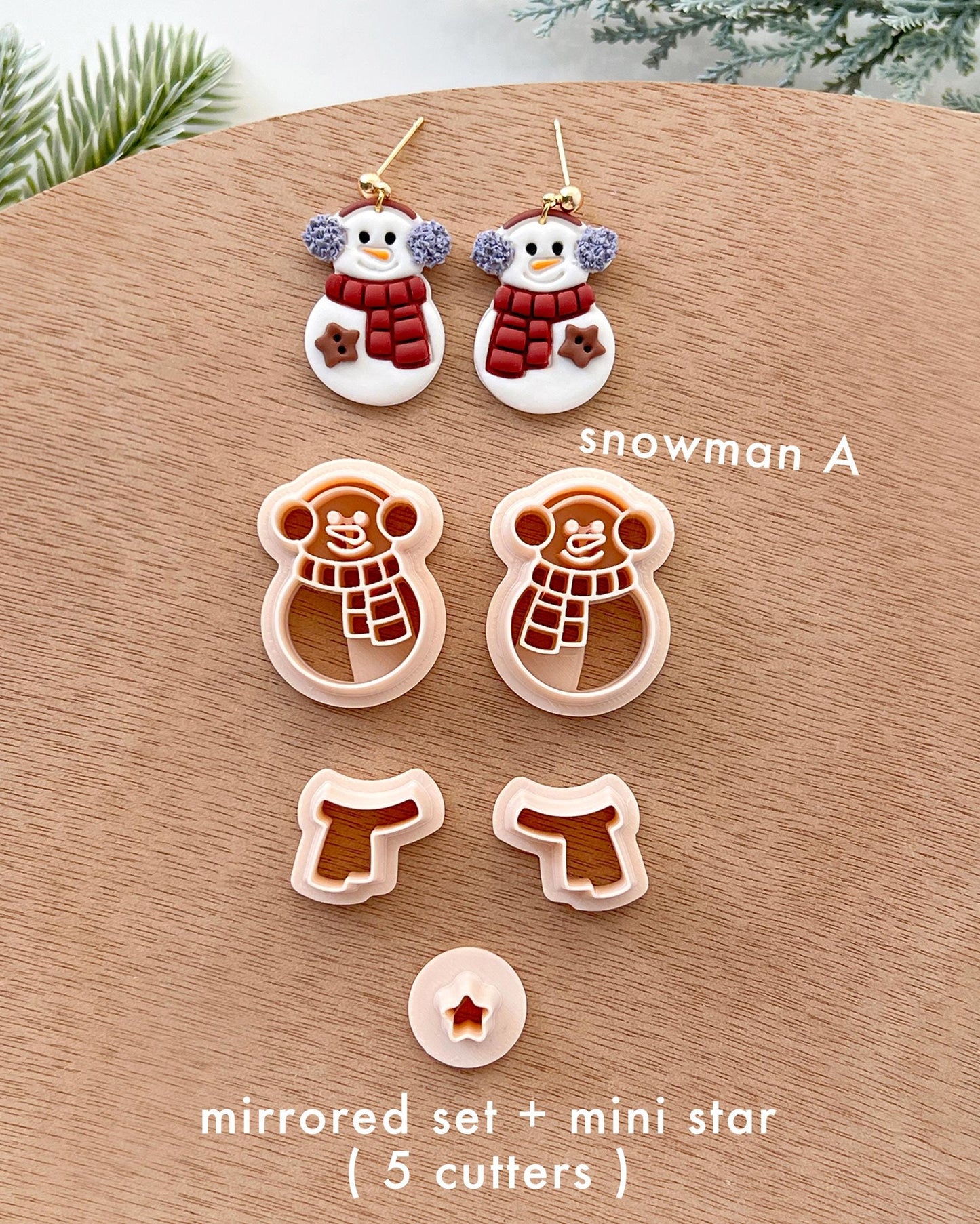 Winter Christmas Polymer Clay Cutters | Snowman Clay Earring Cutters Set for Jewelry Making