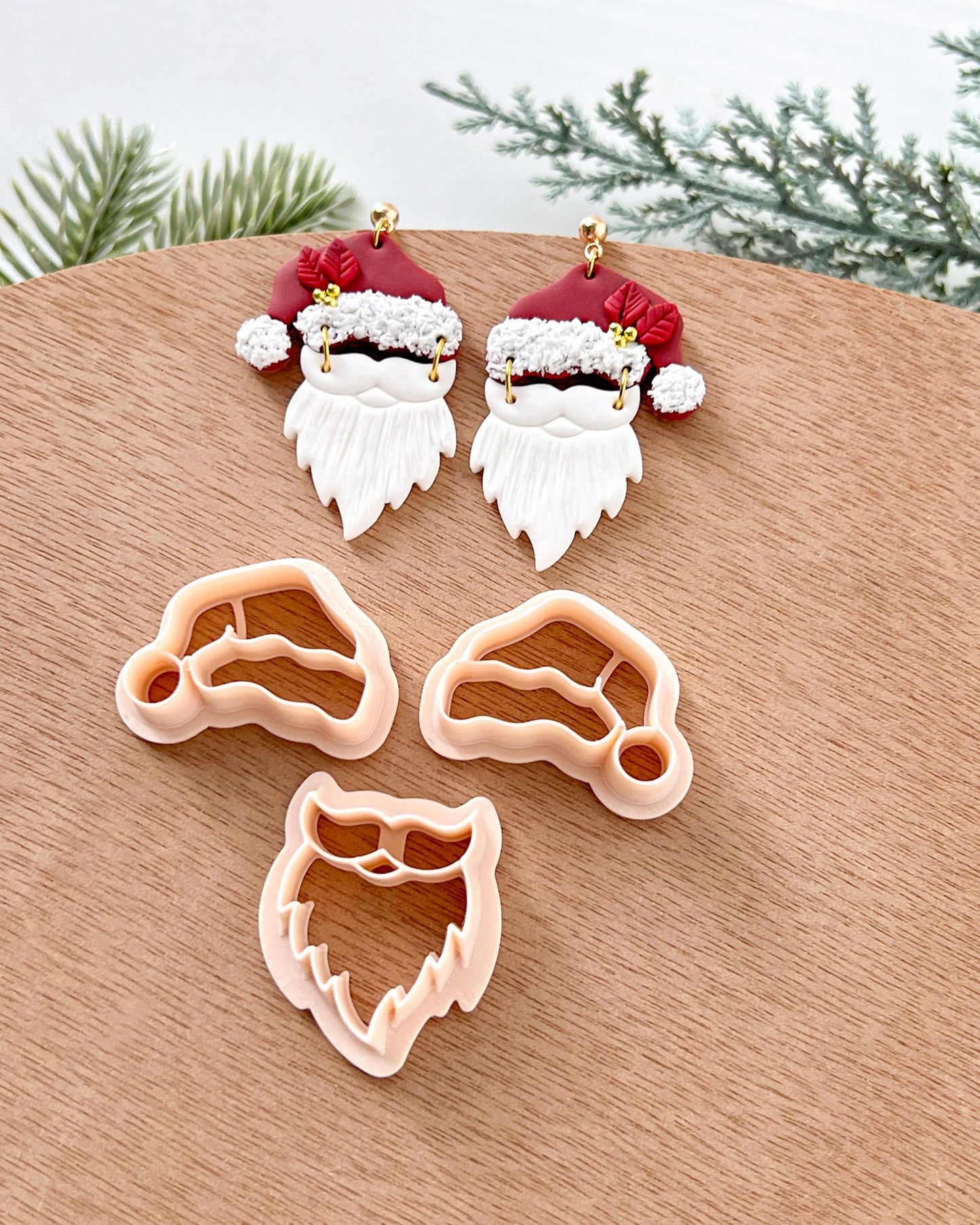 Winter Christmas Polymer Clay Cutters | Santa Claus Clay Earring Cutters Set for Jewelry Making