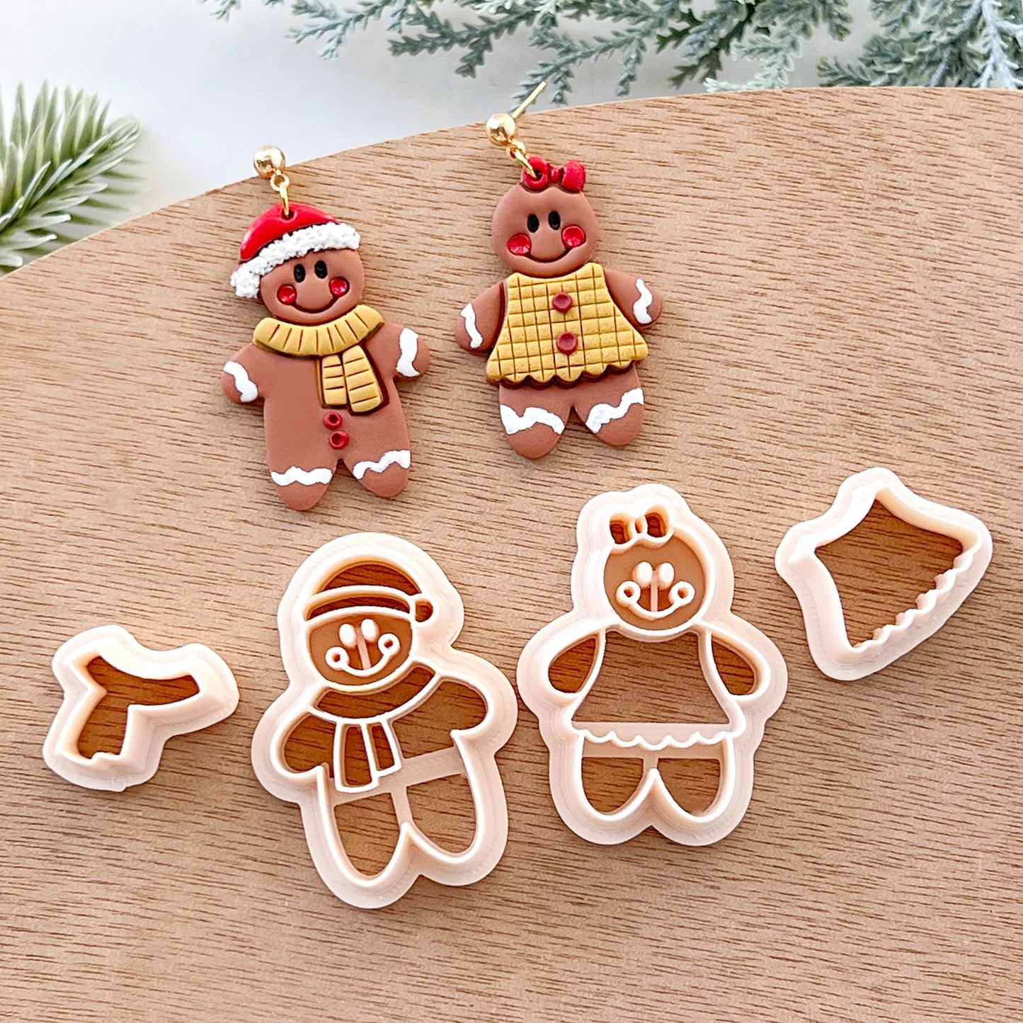 Winter Christmas Polymer Clay Cutters | Gingerbread Clay Earring Cutters Set for Jewelry Making | Cookie Man Earring Tools