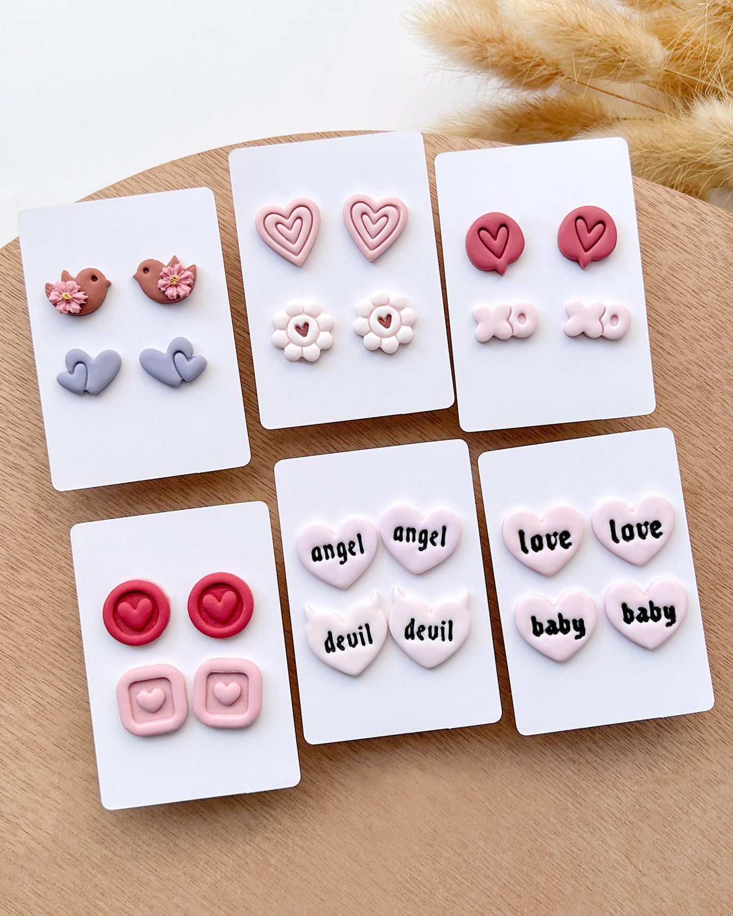 Valentine Stud Polymer Clay Cutters | Love Heart Clay Earring Cutters | Polymer Clay Tools for Jewelry Making