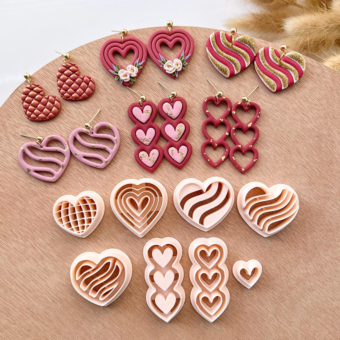 Valentines Polymer Clay Cutters | Love Heart Shaped Clay Earring Cutter | Embossing Cutters Set | Jewelry Making Gifts for Her