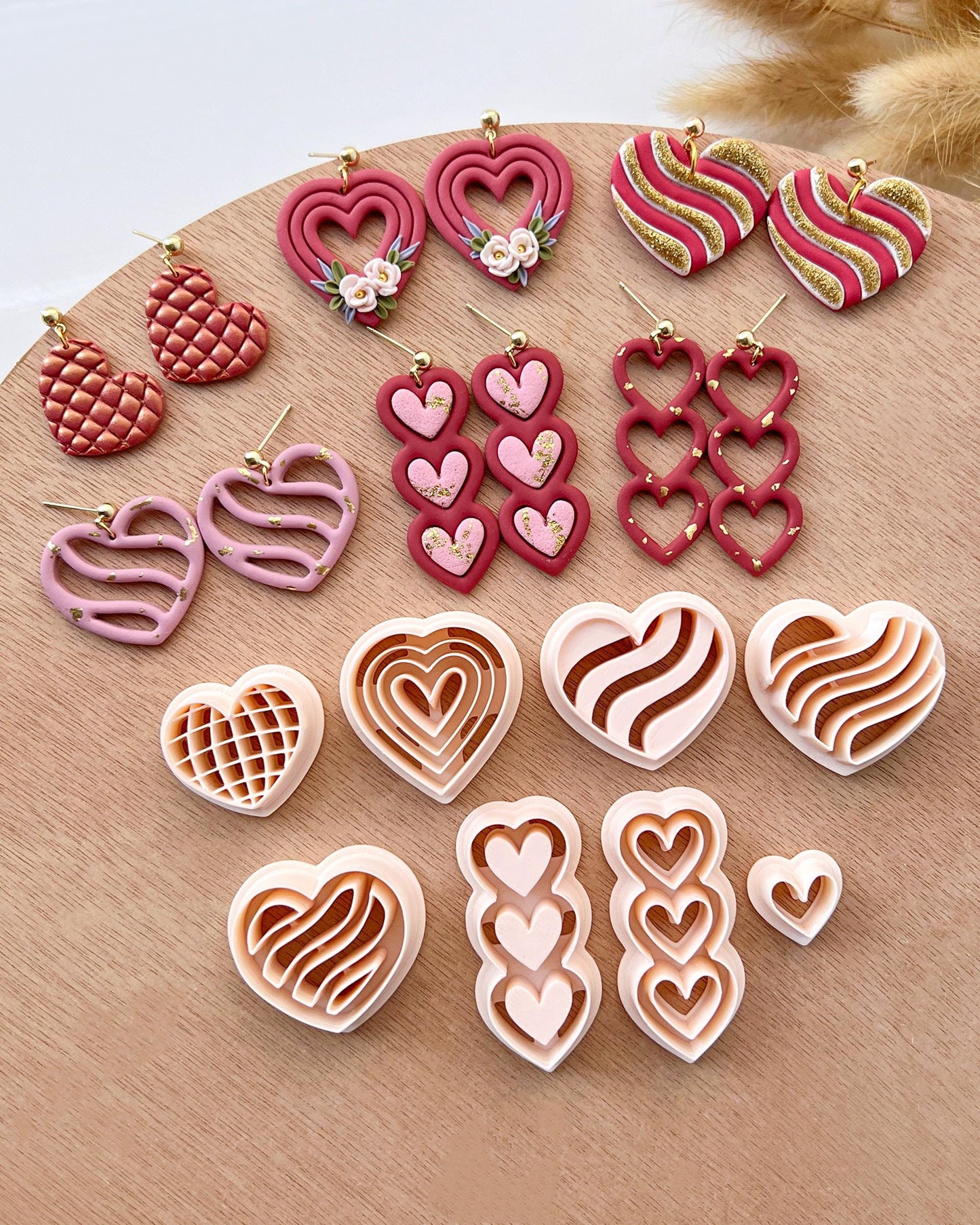 Valentines Polymer Clay Cutters | Love Heart Shaped Clay Earring Cutter | Embossing Cutters Set | Jewelry Making Gifts for Her