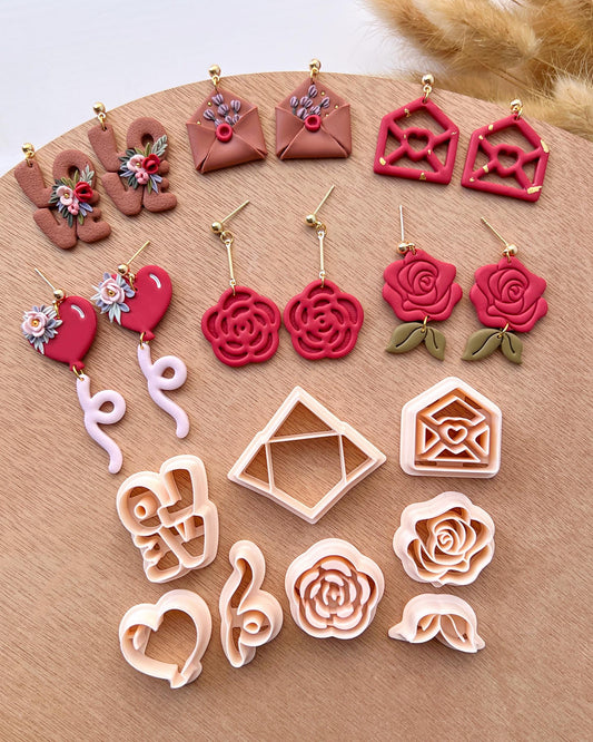 Valentine's Day Love Letters & Roses Polymer Clay Cutters