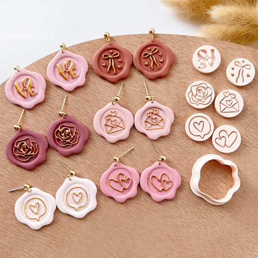 Valentines Polymer Clay Cutters | Wax Seal Clay Earring Stamps | Polymer Clay Tools for Jewelry Making