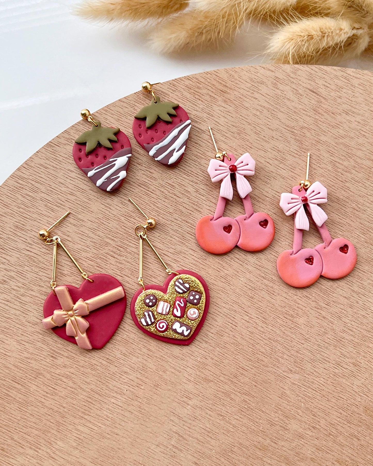 Valentines Polymer Clay Cutters | Heart Shaped Chocolate Clay Earring Cutters | Cherry | Strawberry Cutters