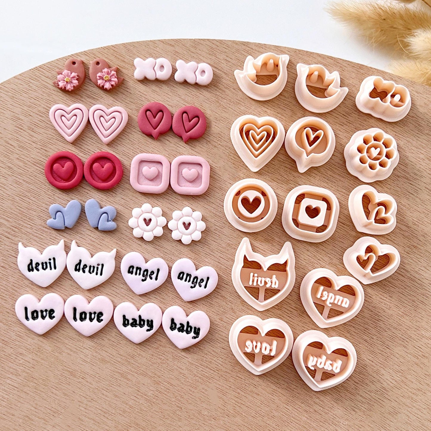 Valentine Stud Polymer Clay Cutters | Love Heart Clay Earring Cutters | Polymer Clay Tools for Jewelry Making