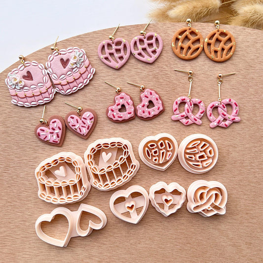 Valentines Heart  Polymer Clay Cutters | Love Cookie Clay Cutter | Clay Earring Tools | Concha | Cake | Pretzel