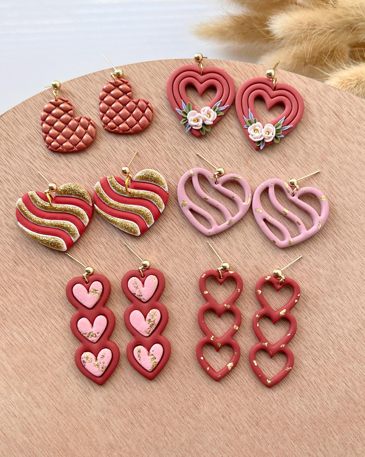 Valentines Polymer Clay Cutters | Love Heart Shaped Clay Earring Cutter | Embossing Cutters Set | Jewelry Making Gifts for Her