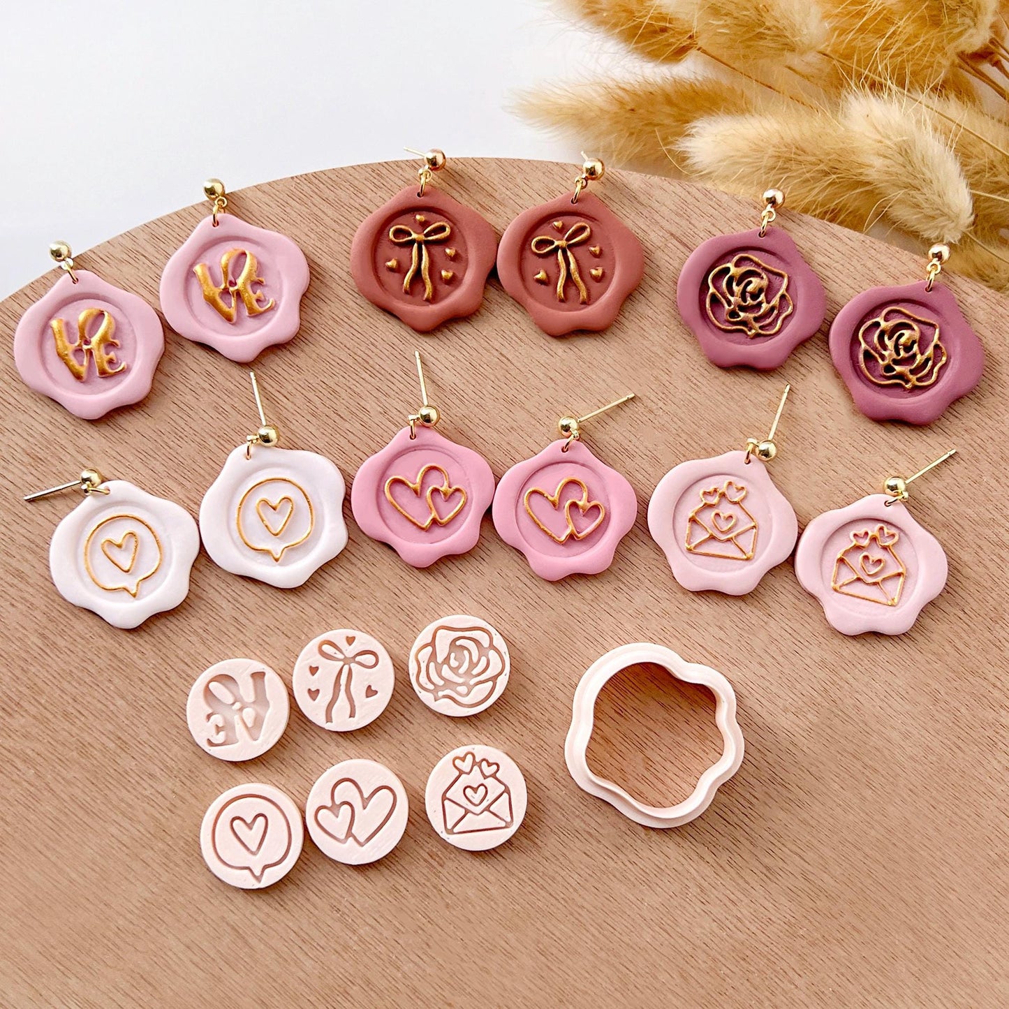 Valentines Polymer Clay Cutters | Wax Seal Clay Earring Stamps | Polymer Clay Tools for Jewelry Making