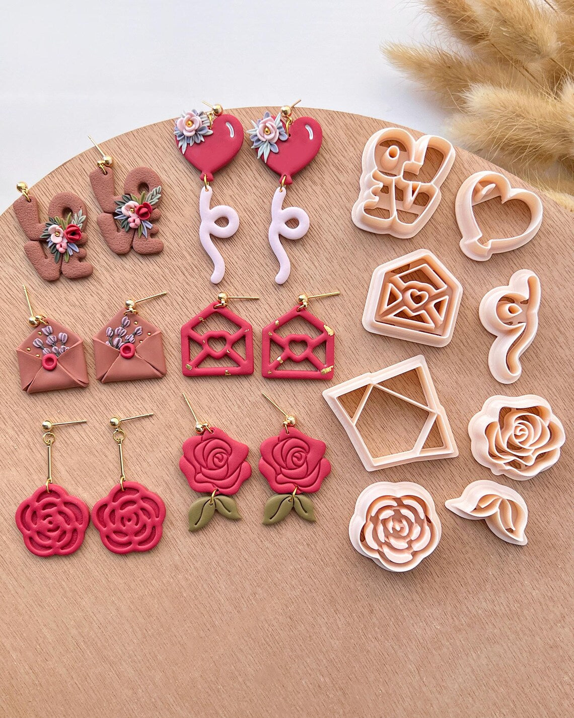 Valentines Polymer Clay Cutters | Love Clay Earring Cutters | Embossing Polymer Clay Tools & Sets