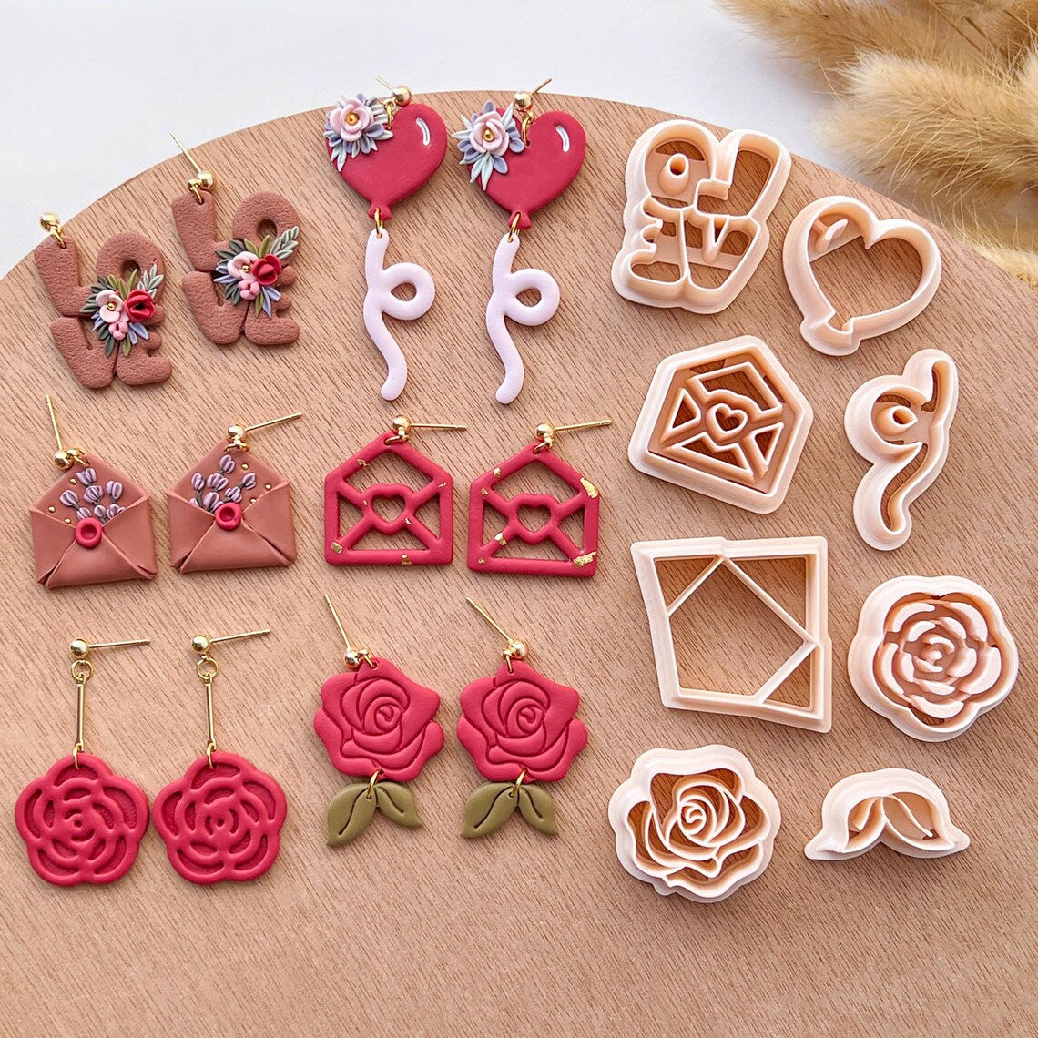 Valentines Polymer Clay Cutters | Love Clay Earring Cutters | Embossing Polymer Clay Tools & Sets