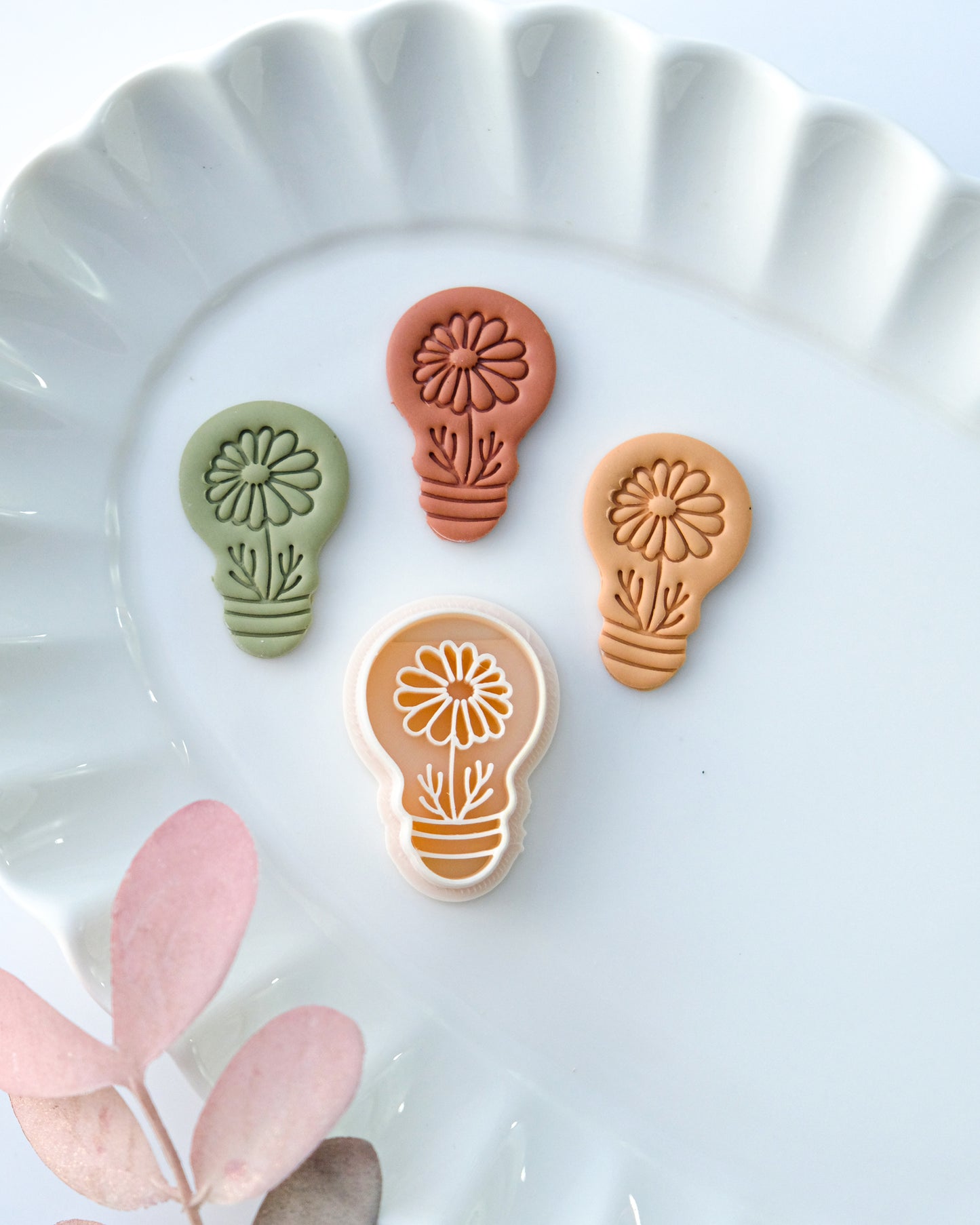 Flower in Light Bulb Polymer Clay Cutters