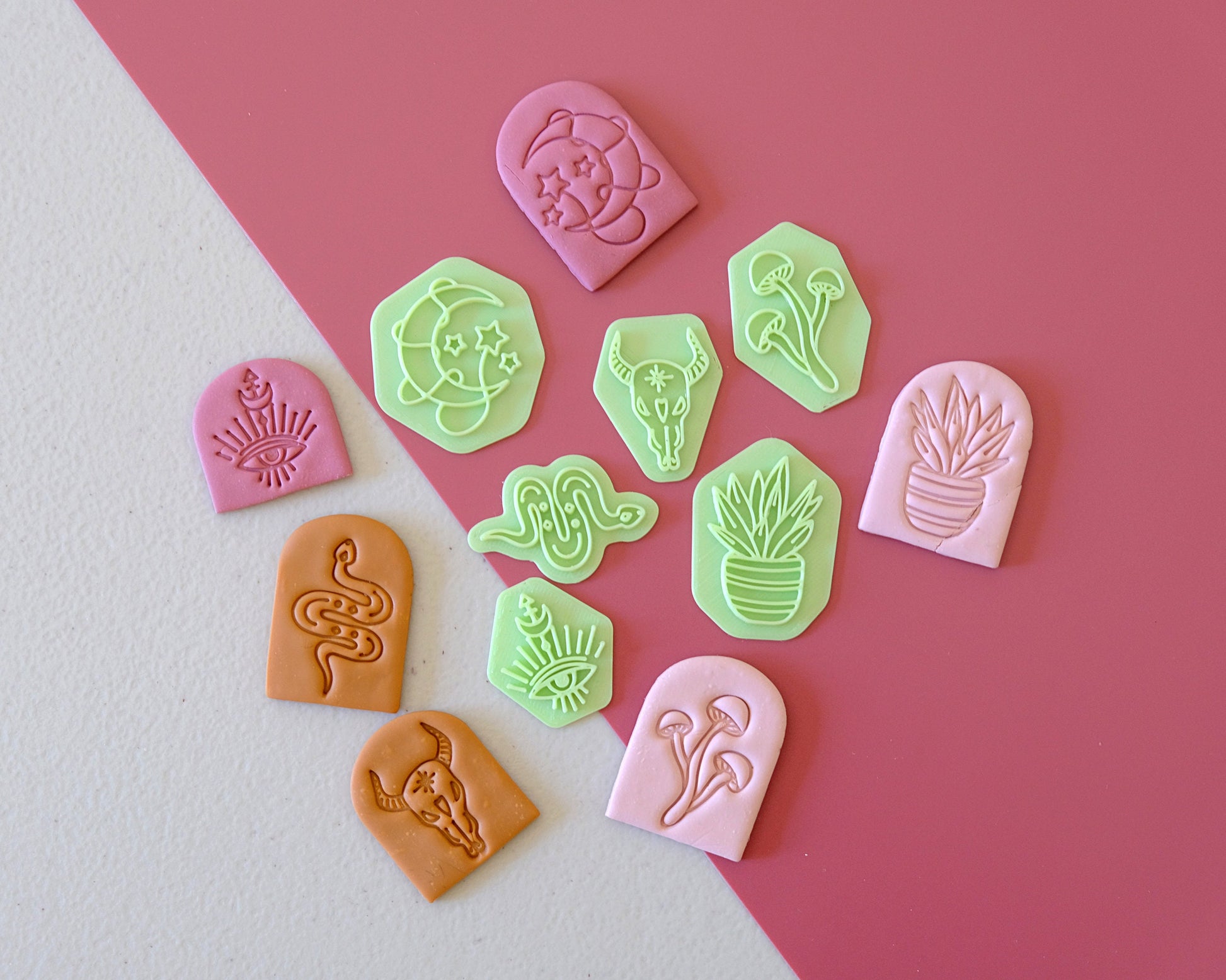 Boho Polymer Clay Stamps, Clay Embossing Stamps