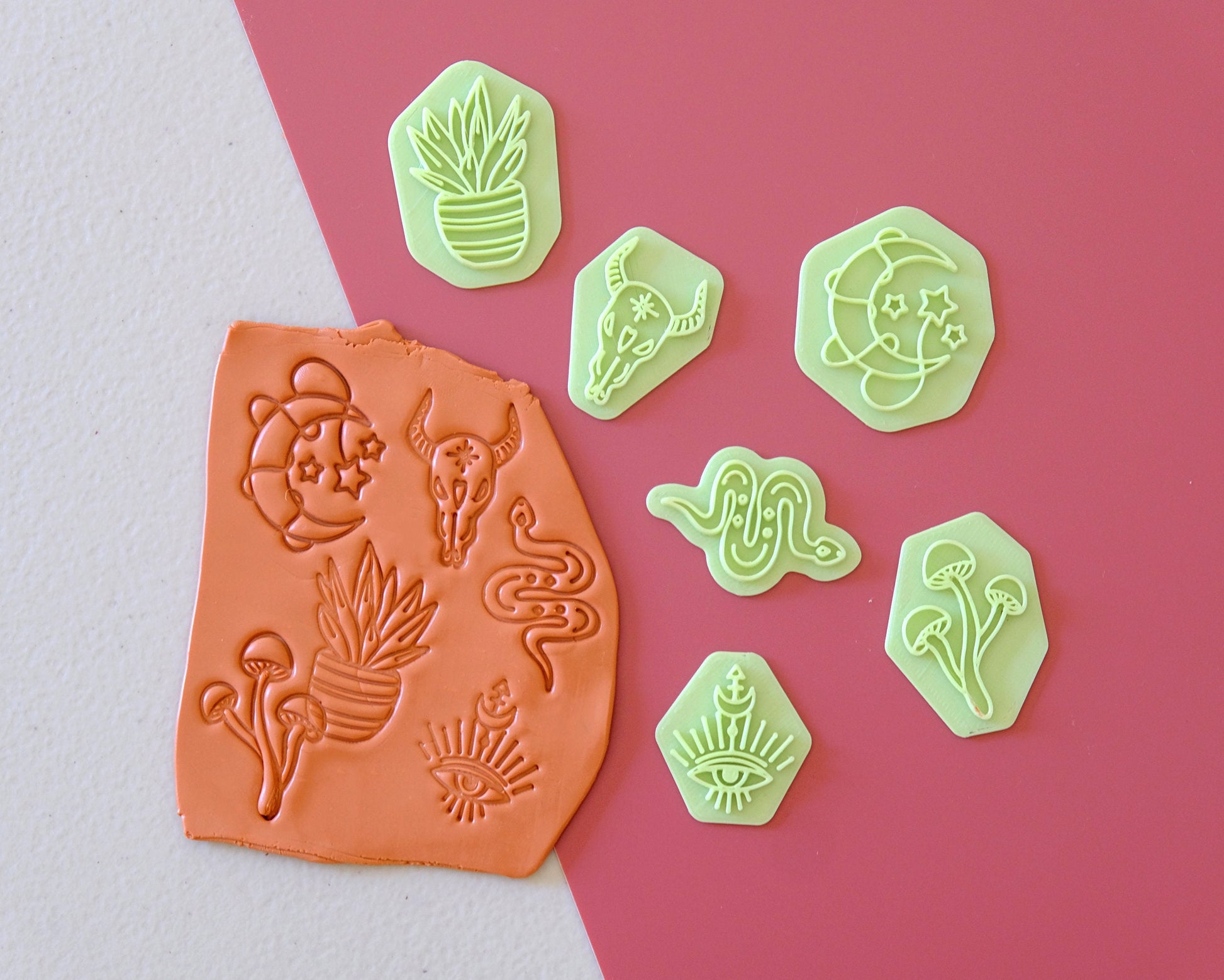 Boho Polymer Clay Stamps, Clay Embossing Stamps