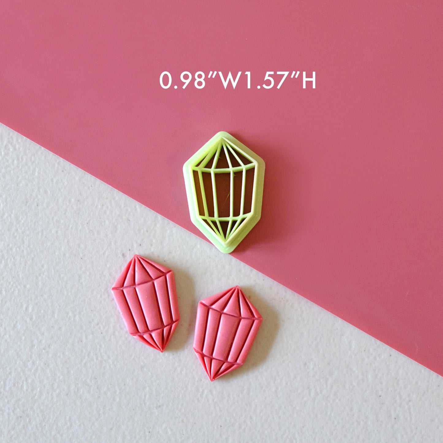 Diamond Shaped Polymer Clay Cutters | Embossed Gem Shaped Clay Earring Cutters