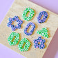Retro Flower Checkered Silk Screen For Polymer Clay Earring