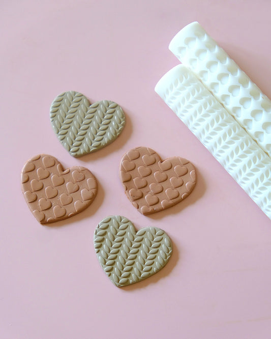 Hearts Clay Texture Roller for Earrings Making