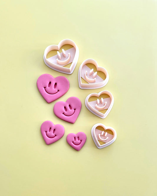 Valentine's Day Smiley Face Heart Polymer Clay Cutters