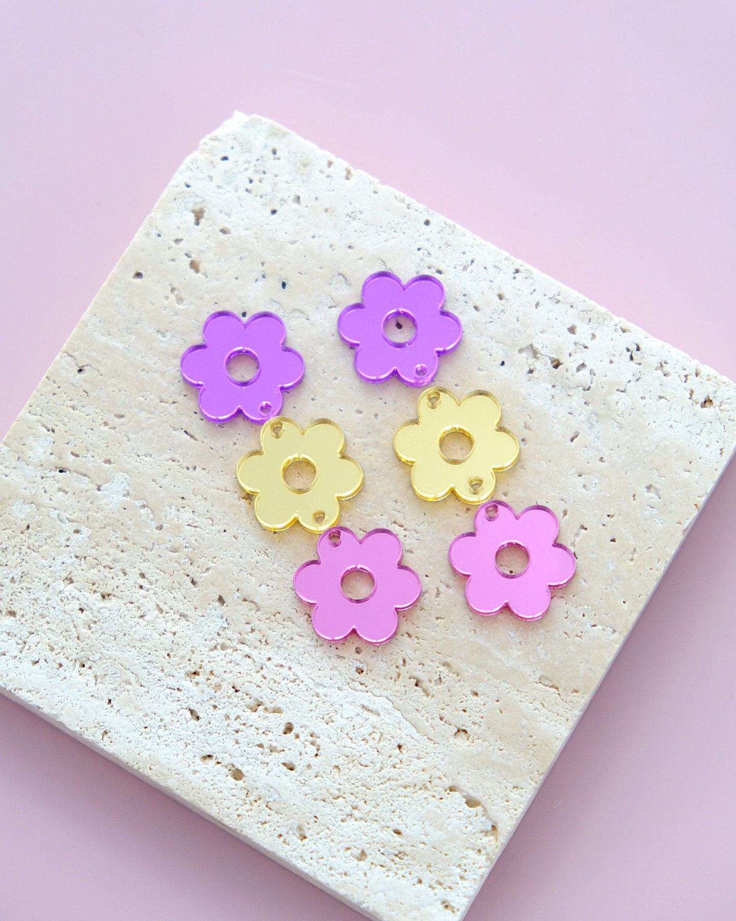 Retro Flower Acrylic Earring Charms