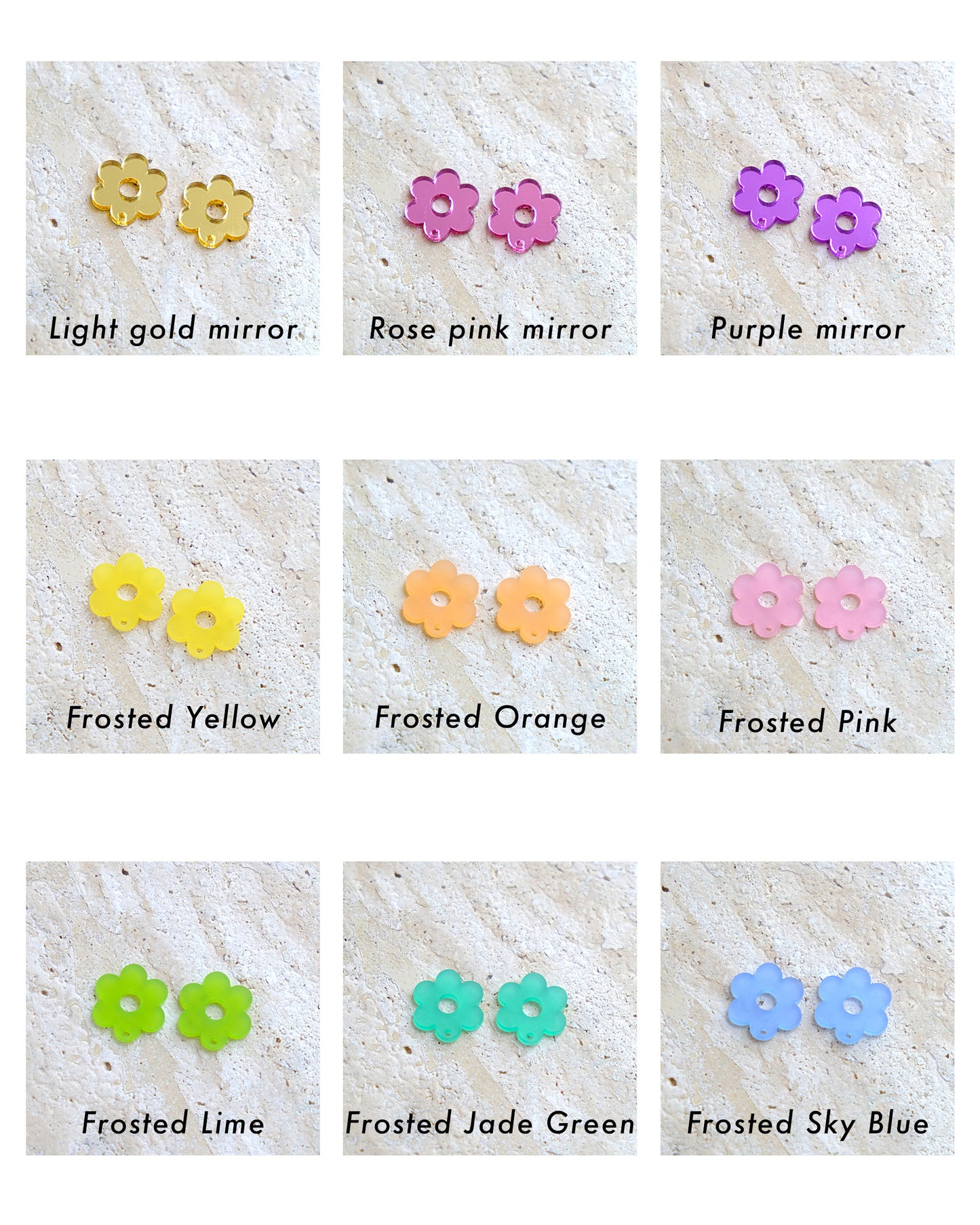 Retro Flower Acrylic Earring Charms