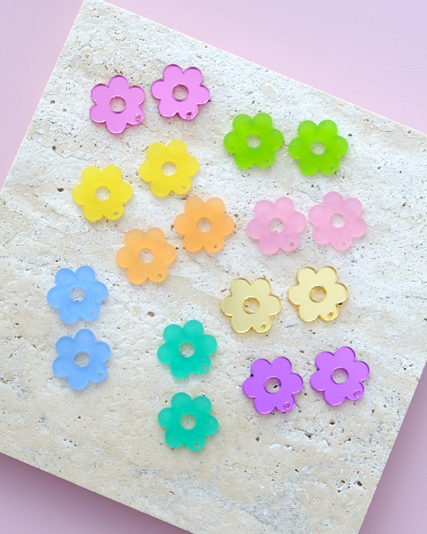 Retro Flower Acrylic Earring Charms