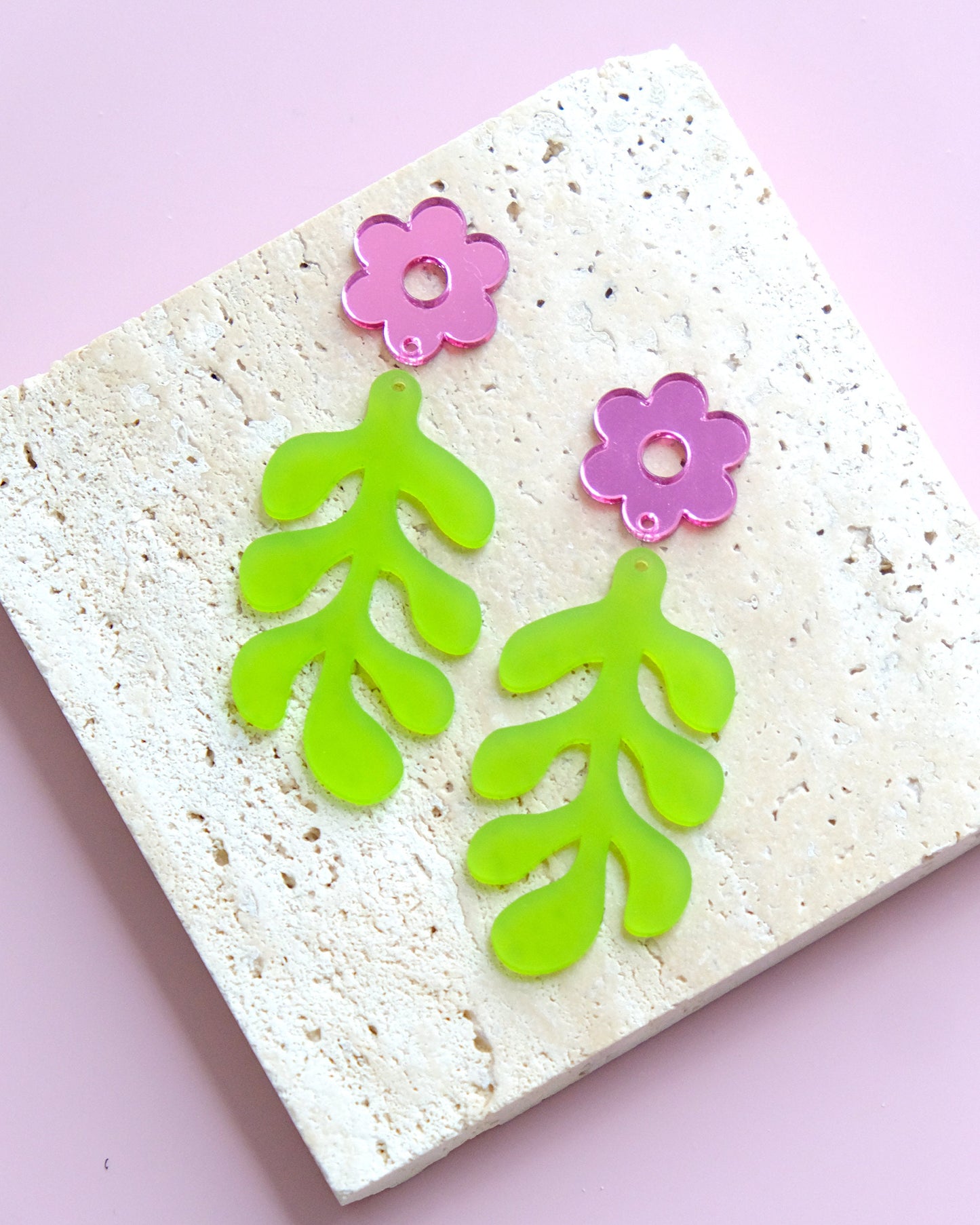 Retro Flower Acrylic Earring Charms