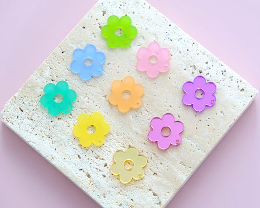 Retro Flower Acrylic Earring Charms