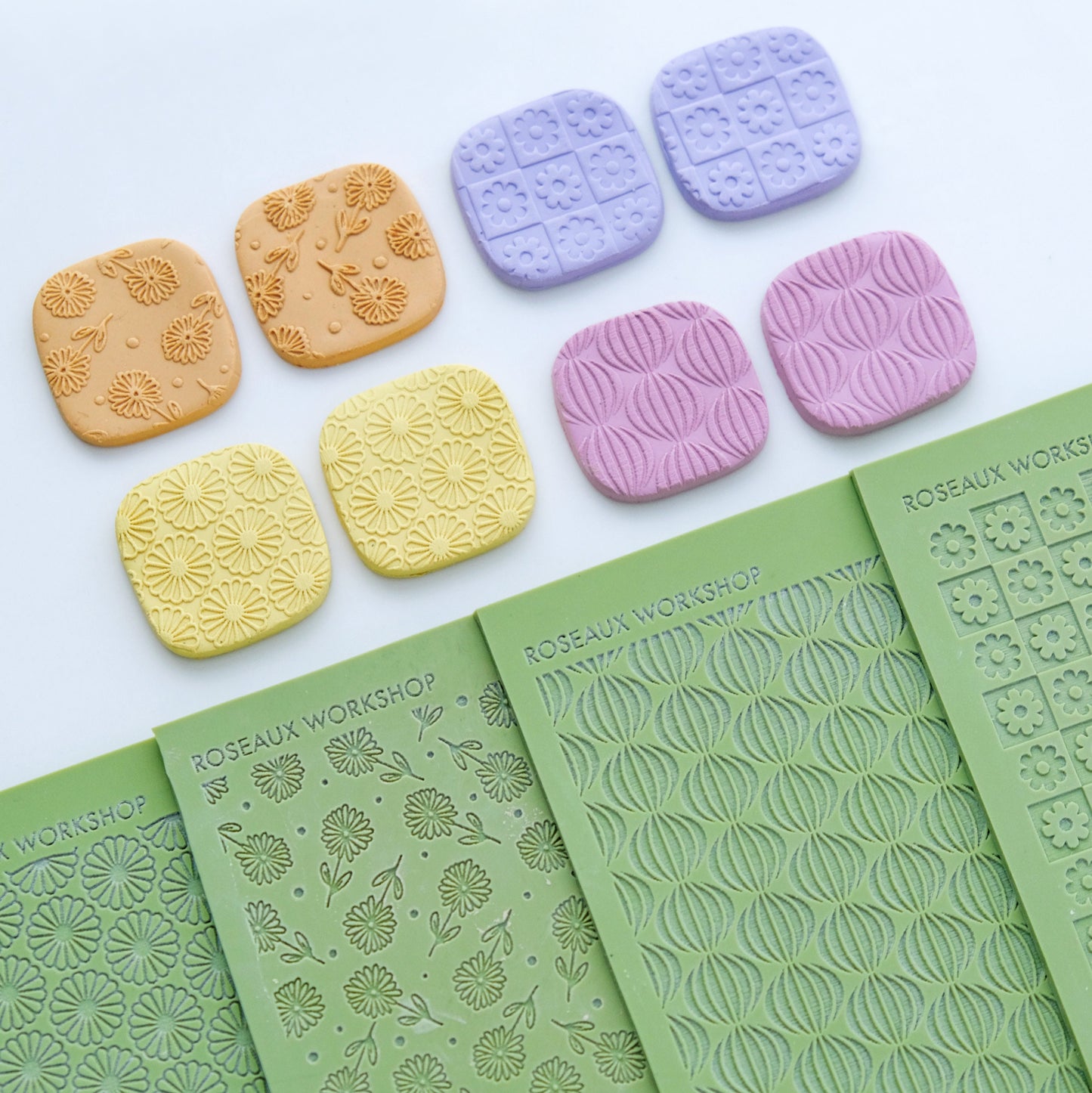 Flower Checkerboard Texture Mat for Polymer Clay Earrings