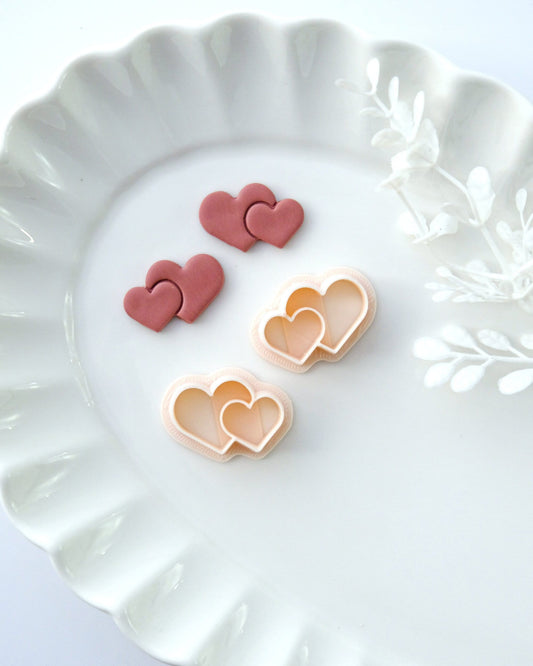 Double Heart Valentines Polymer Clay Cutters