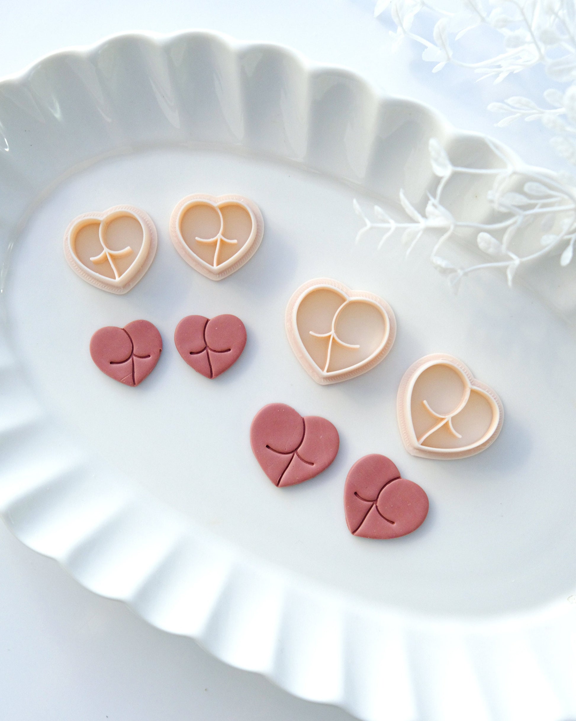 Peach Butt Heart Shape Polymer Clay Cutters Set – RoseauxClayCo