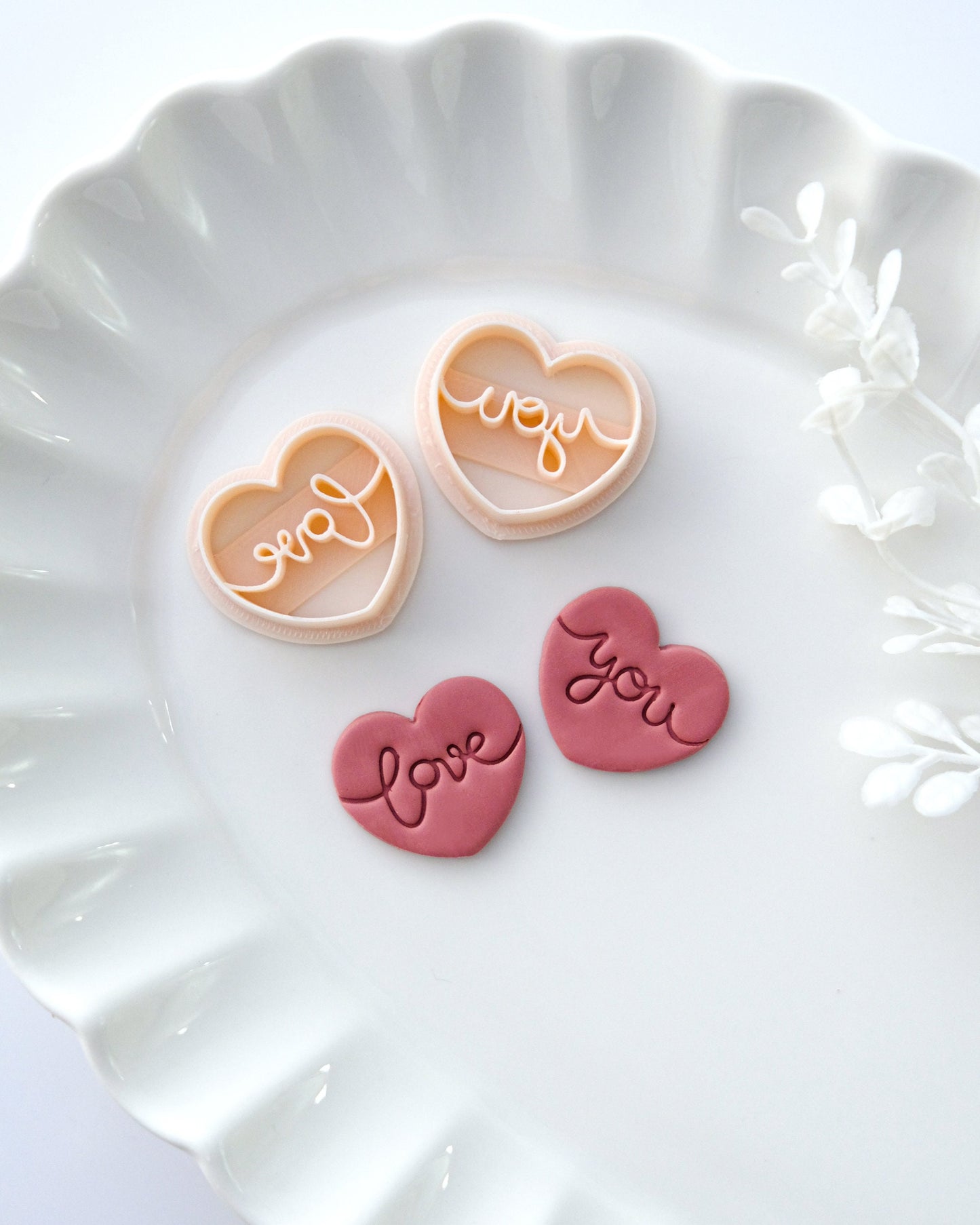 Love You Lettering Heart Shape Polymer Clay Cutters Set