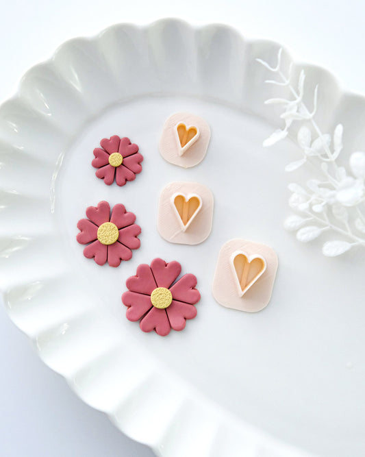 Mini Heart Shape Flower Petal Clay Cutters