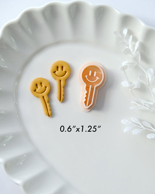 Boho Spring Smiley Face Key Polymer Clay Earring Cutters