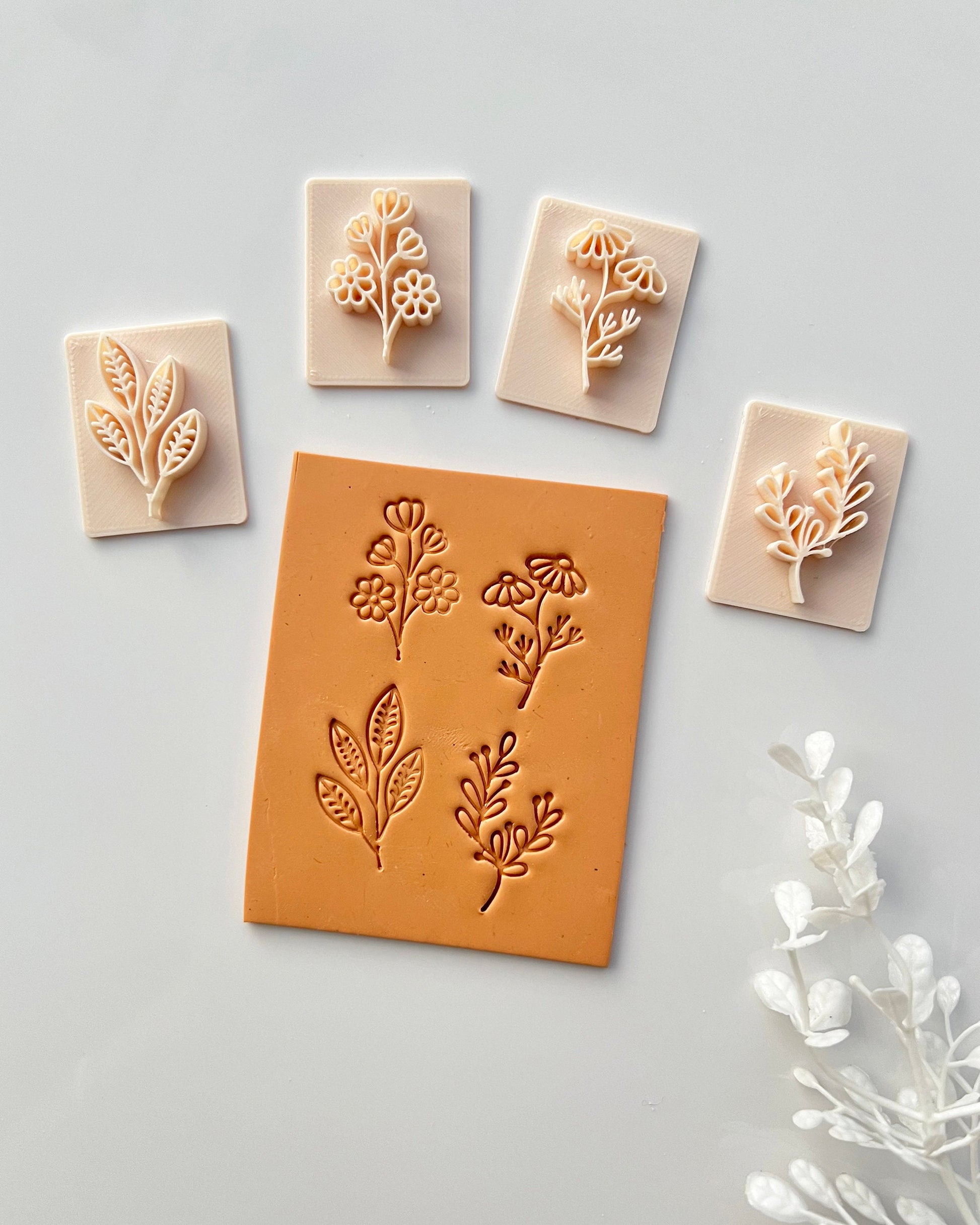 Spring Flower Polymer Clay Stamps, Botanical Clay Stamps, Boho Stamps for  Clay Earrings, Clay Tools